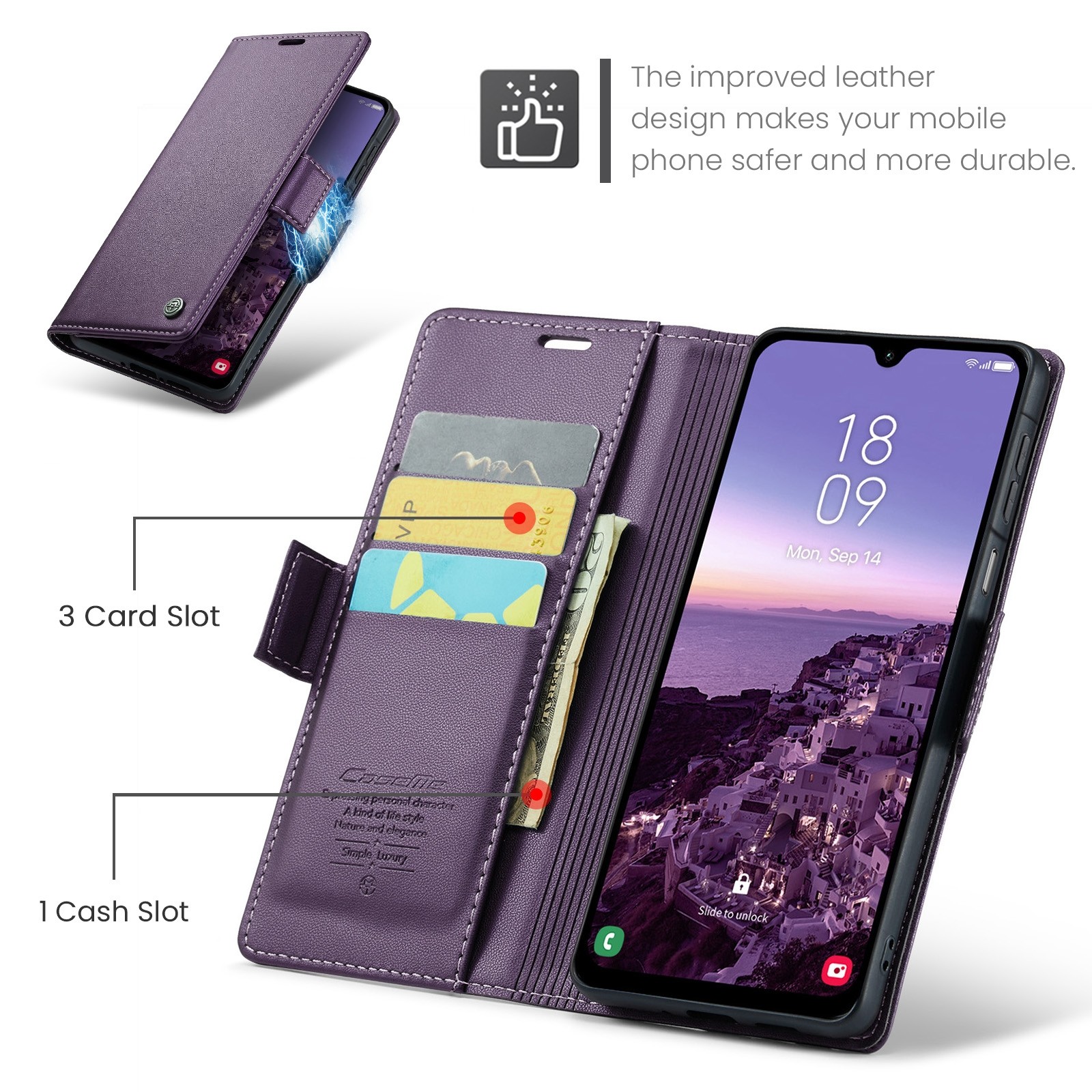 CaseMe 023 Samsung Galaxy A26 5G RFID Θήκη Πορτοφόλι Δερμάτινη –Purple