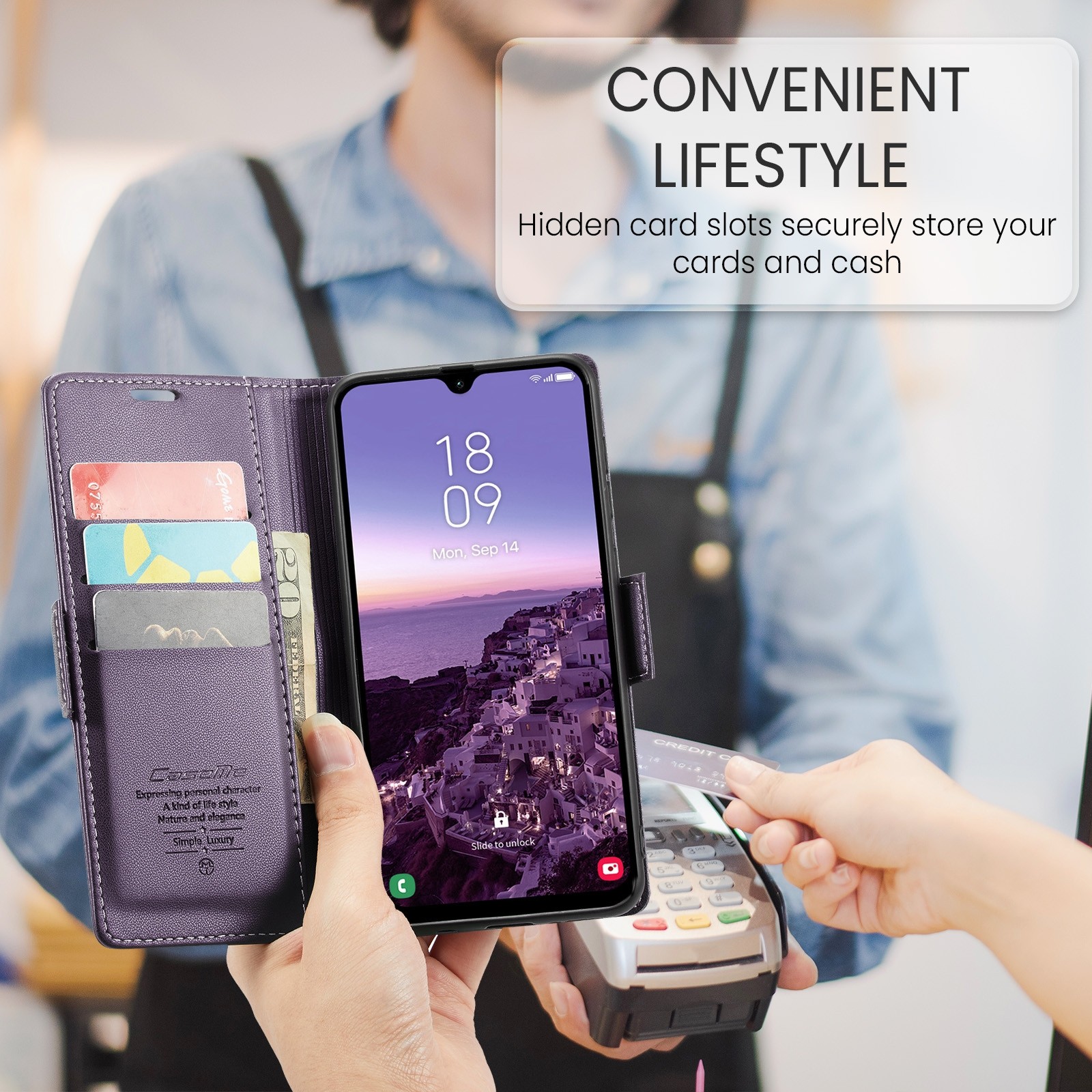 CaseMe 023 Samsung Galaxy A26 5G RFID Θήκη Πορτοφόλι Δερμάτινη –Purple