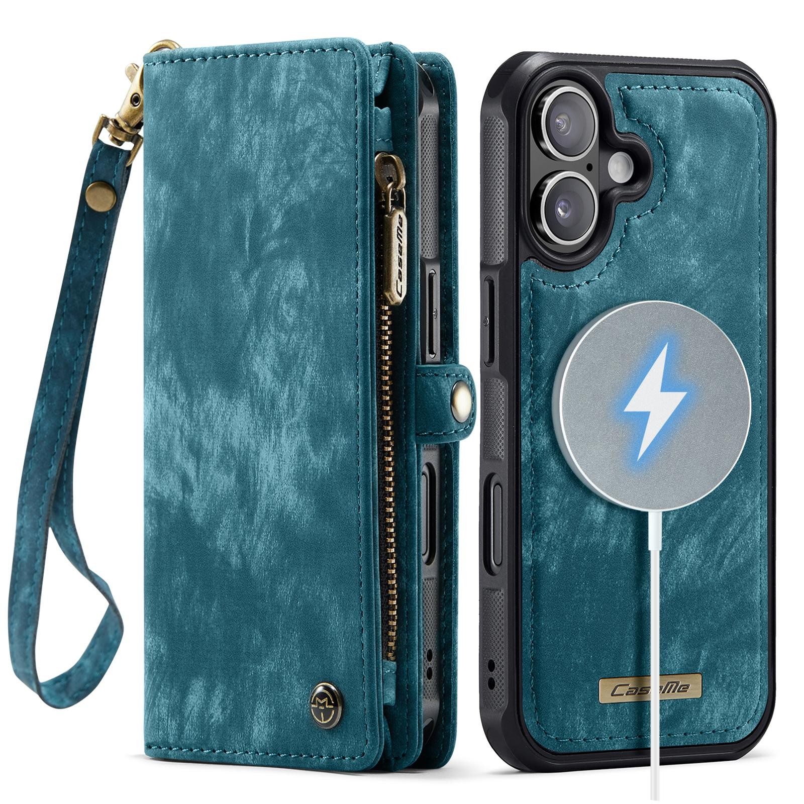 CaseMe 008 iPhone 17 Θήκη Πορτοφόλι με Αποσπώμενη Θήκη Σιλικόνης -Blue