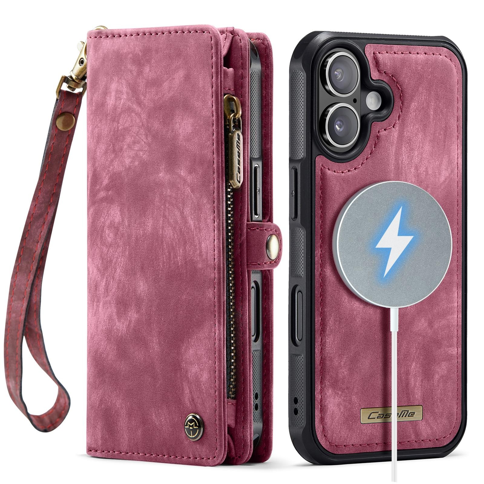 CaseMe 008 iPhone 17 Θήκη Πορτοφόλι με Αποσπώμενη Θήκη Σιλικόνης -Red