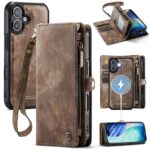 CaseMe 008 iPhone 17 Θήκη Πορτοφόλι με Αποσπώμενη Θήκη Σιλικόνης -Brown
