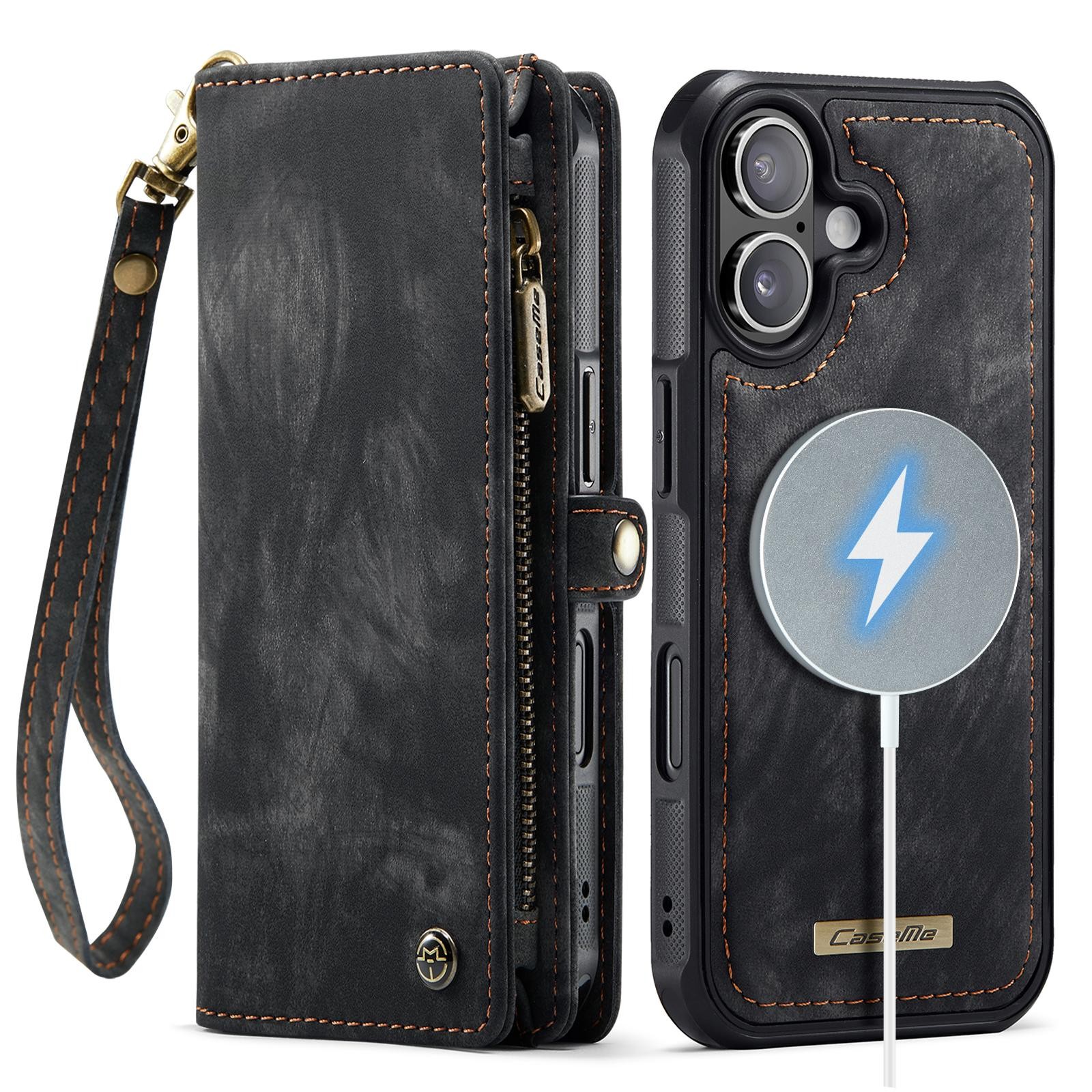 CaseMe 008 iPhone 17 Θήκη Πορτοφόλι με Αποσπώμενη Θήκη Σιλικόνης - Black