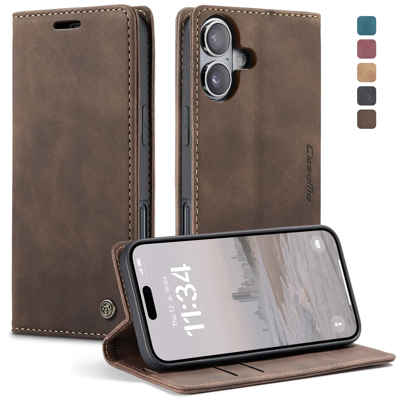 CaseMe 013 iPhone 17 Retro Leather Θήκη Βιβλίο -Coffee