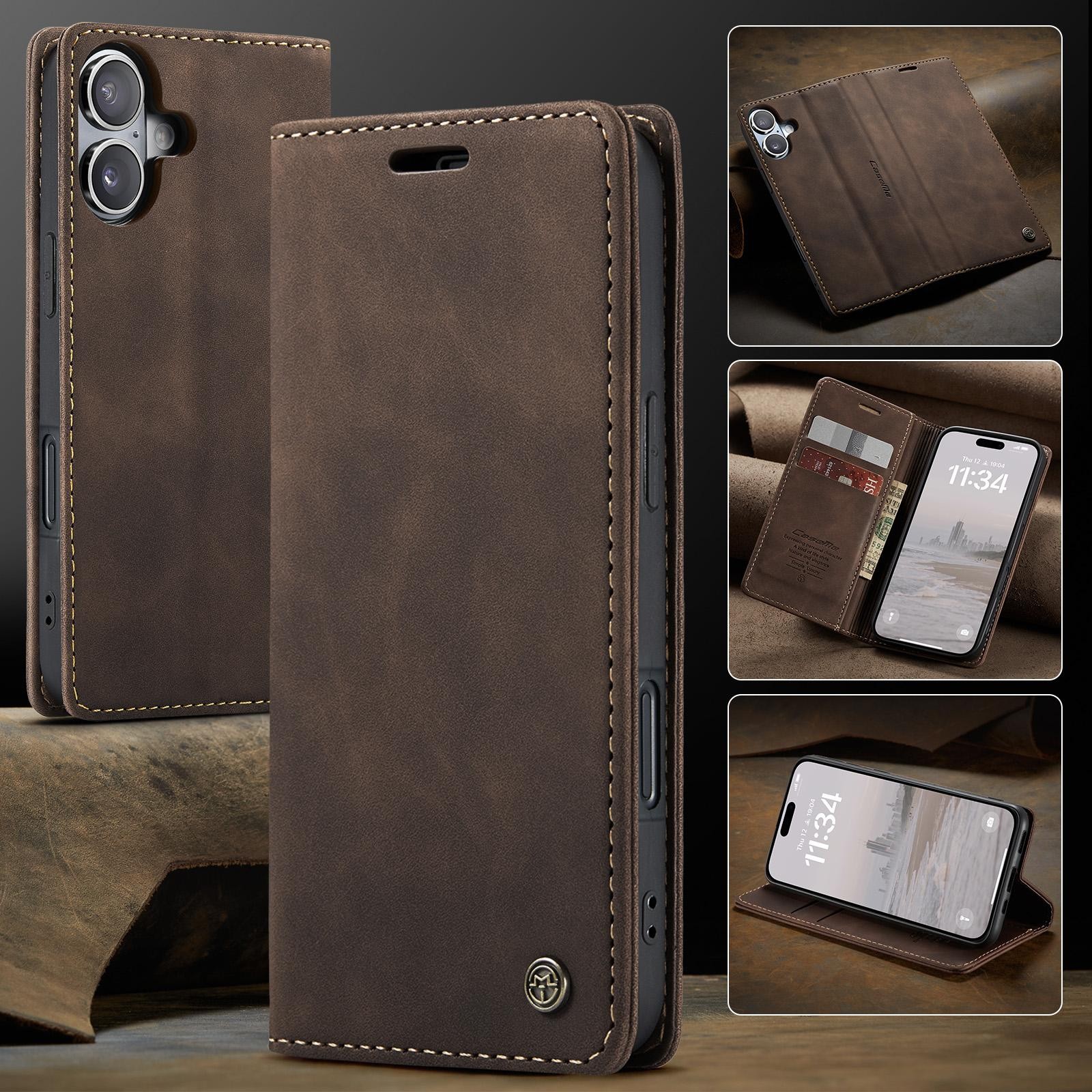 CaseMe 013 iPhone 17 Retro Leather Θήκη Βιβλίο -Coffee