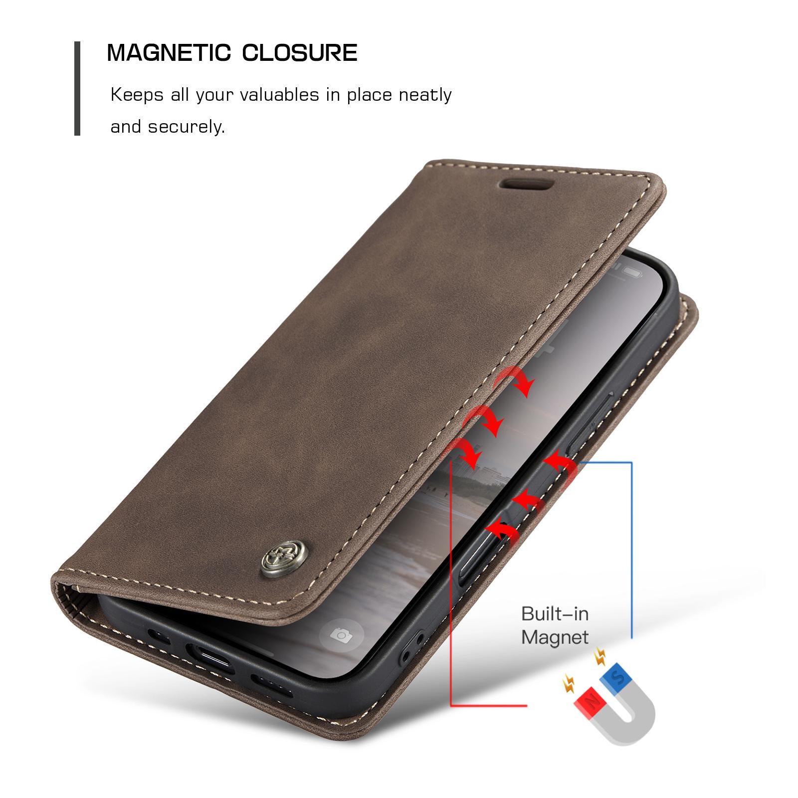 CaseMe 013 iPhone 17 Retro Leather Θήκη Βιβλίο -Coffee