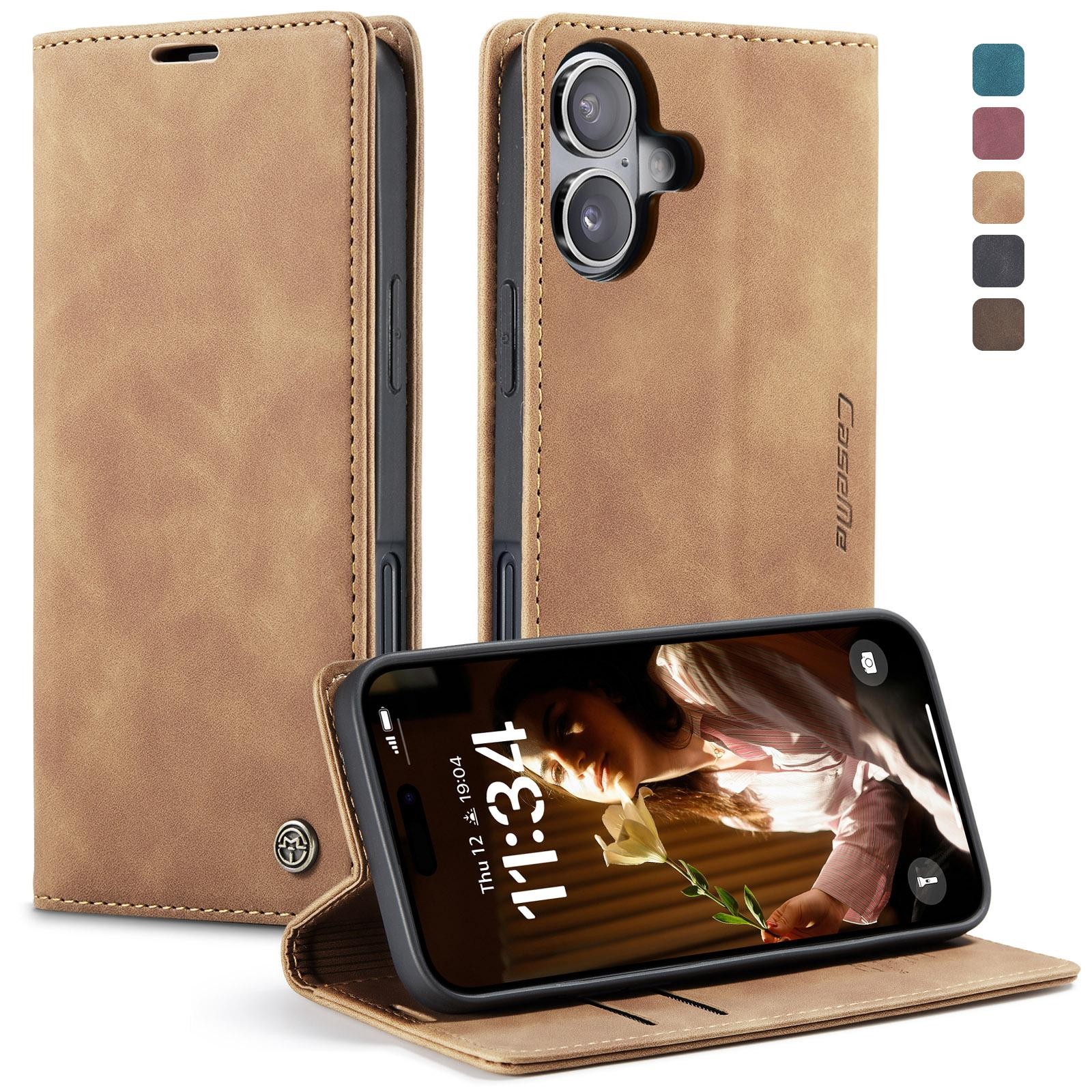 CaseMe 013 iPhone 17 Retro Leather Θήκη Βιβλίο -Brown