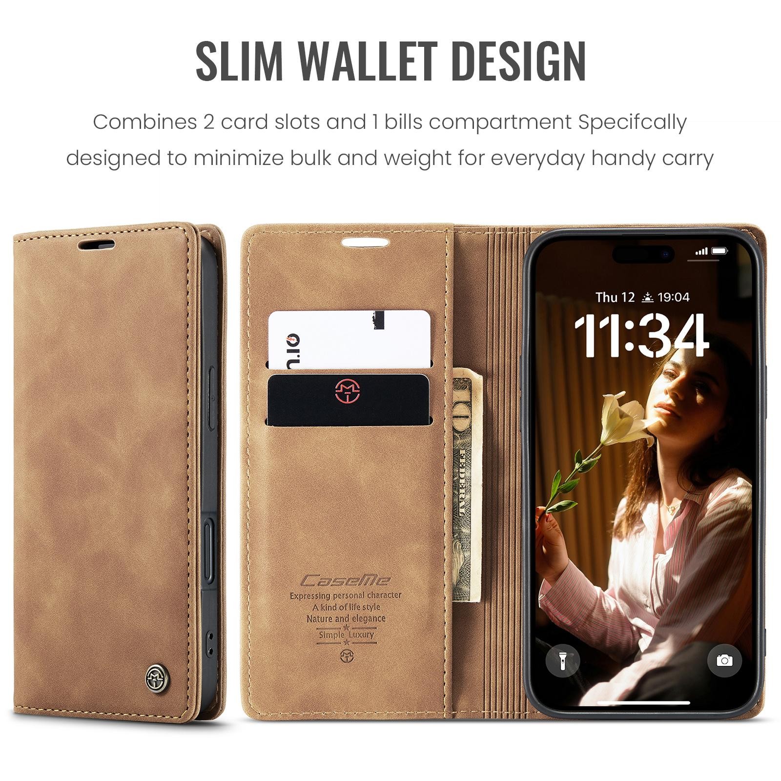CaseMe 013 iPhone 17 Retro Leather Θήκη Βιβλίο -Brown