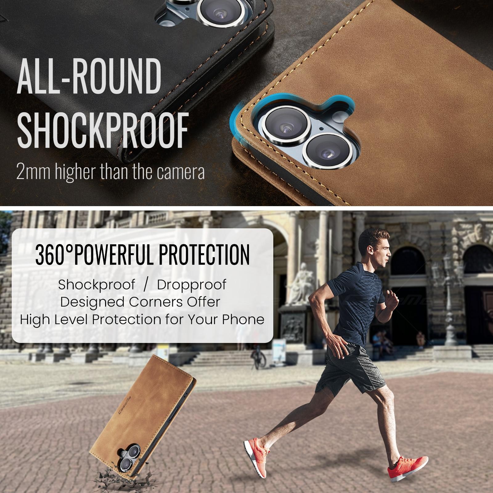 CaseMe 013 iPhone 17 Retro Leather Θήκη Βιβλίο -Brown
