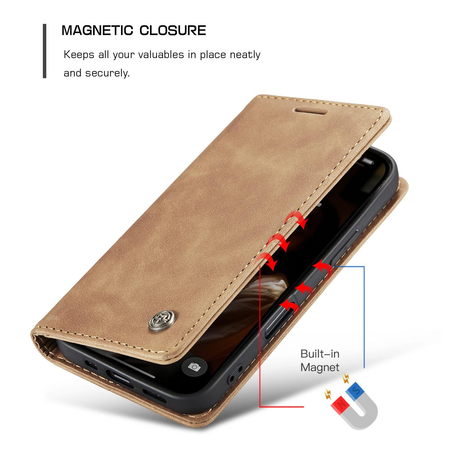 CaseMe 013 iPhone 17 Retro Leather Θήκη Βιβλίο -Brown