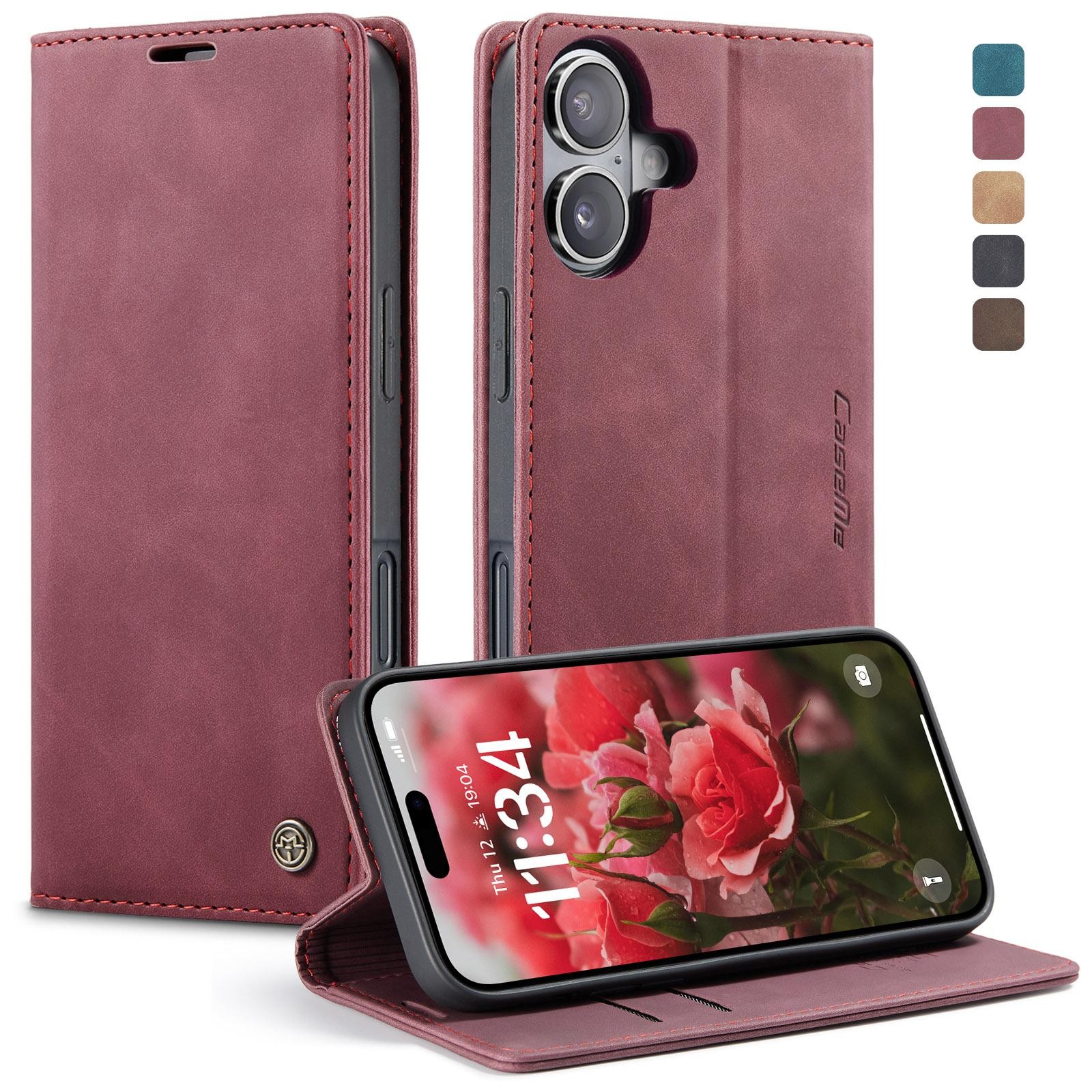 CaseMe 013 iPhone 17 Retro Leather Θήκη Βιβλίο - Red