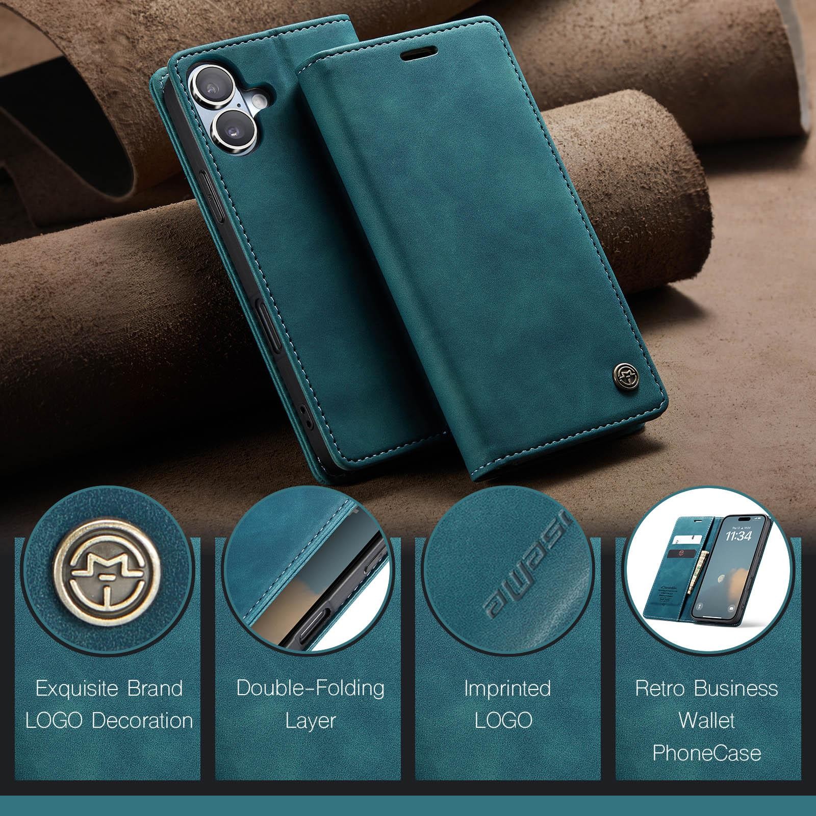 CaseMe 013 iPhone 17 Retro Leather Θήκη Βιβλίο - Blue
