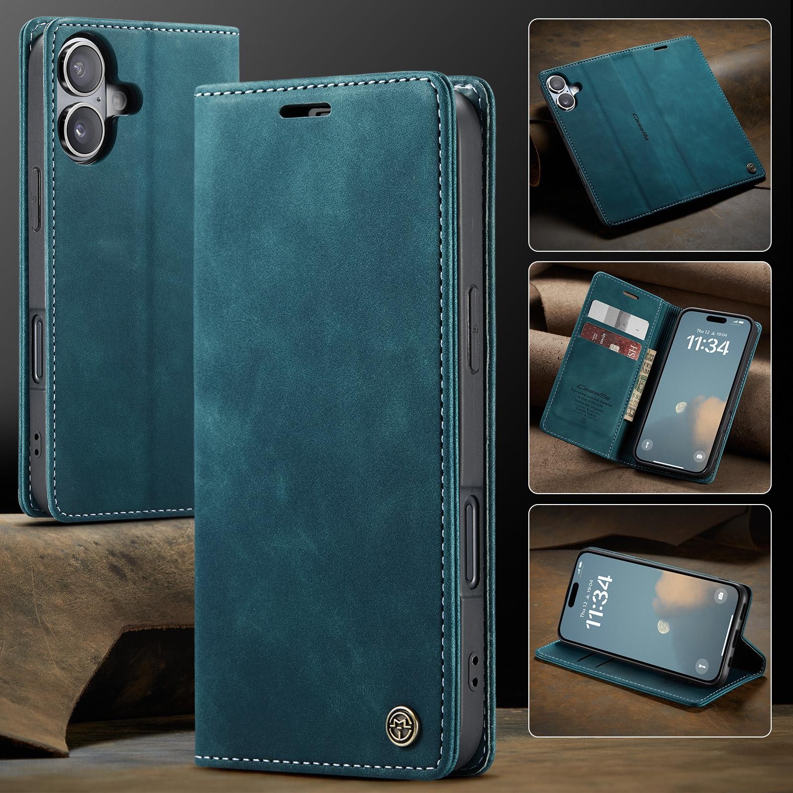 CaseMe 013 iPhone 17 Retro Leather Θήκη Βιβλίο - Blue