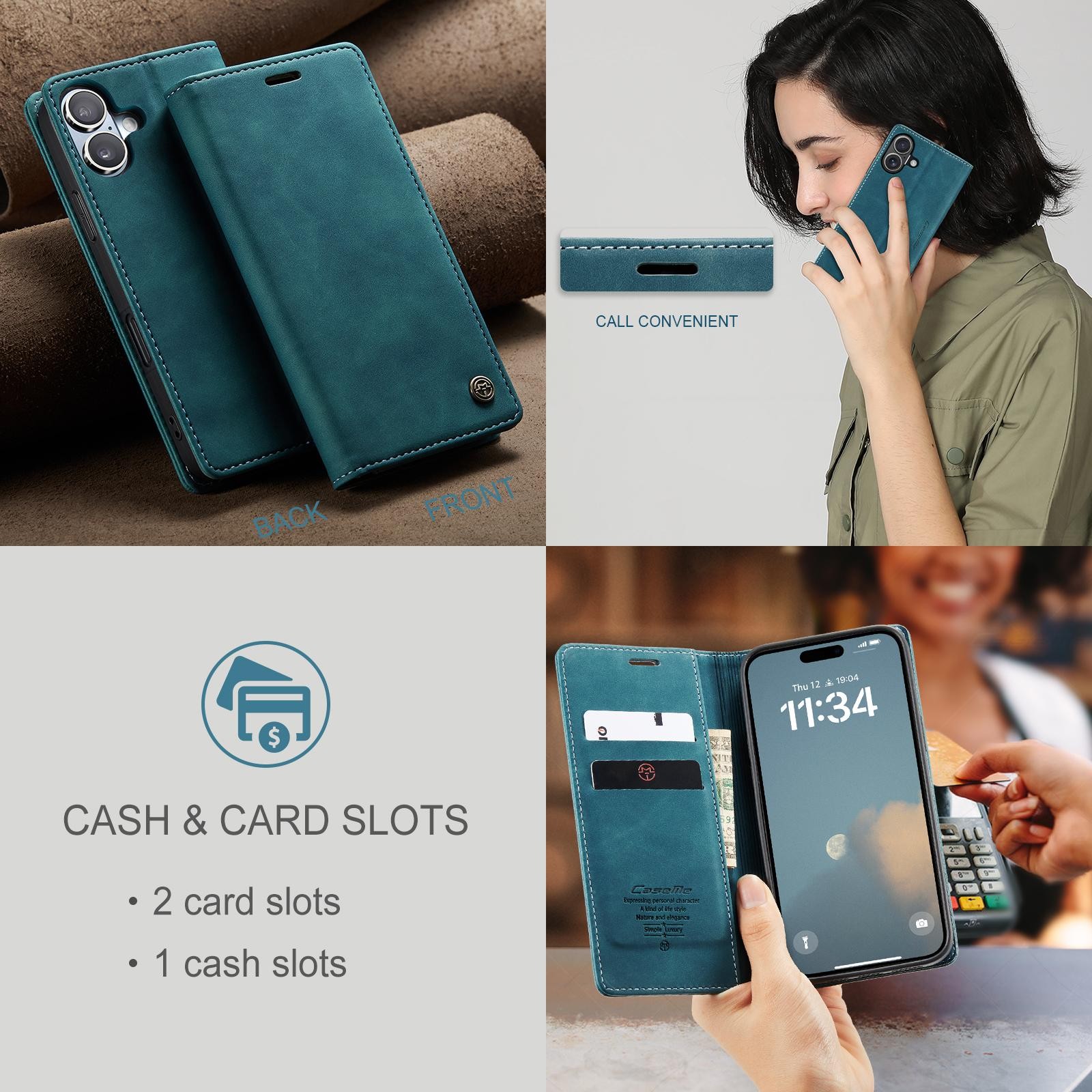 CaseMe 013 iPhone 17 Retro Leather Θήκη Βιβλίο - Blue