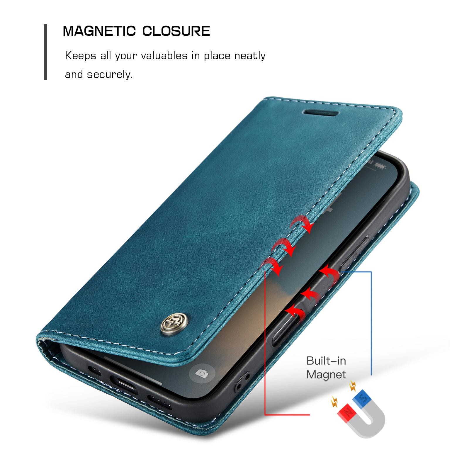 CaseMe 013 iPhone 17 Retro Leather Θήκη Βιβλίο - Blue