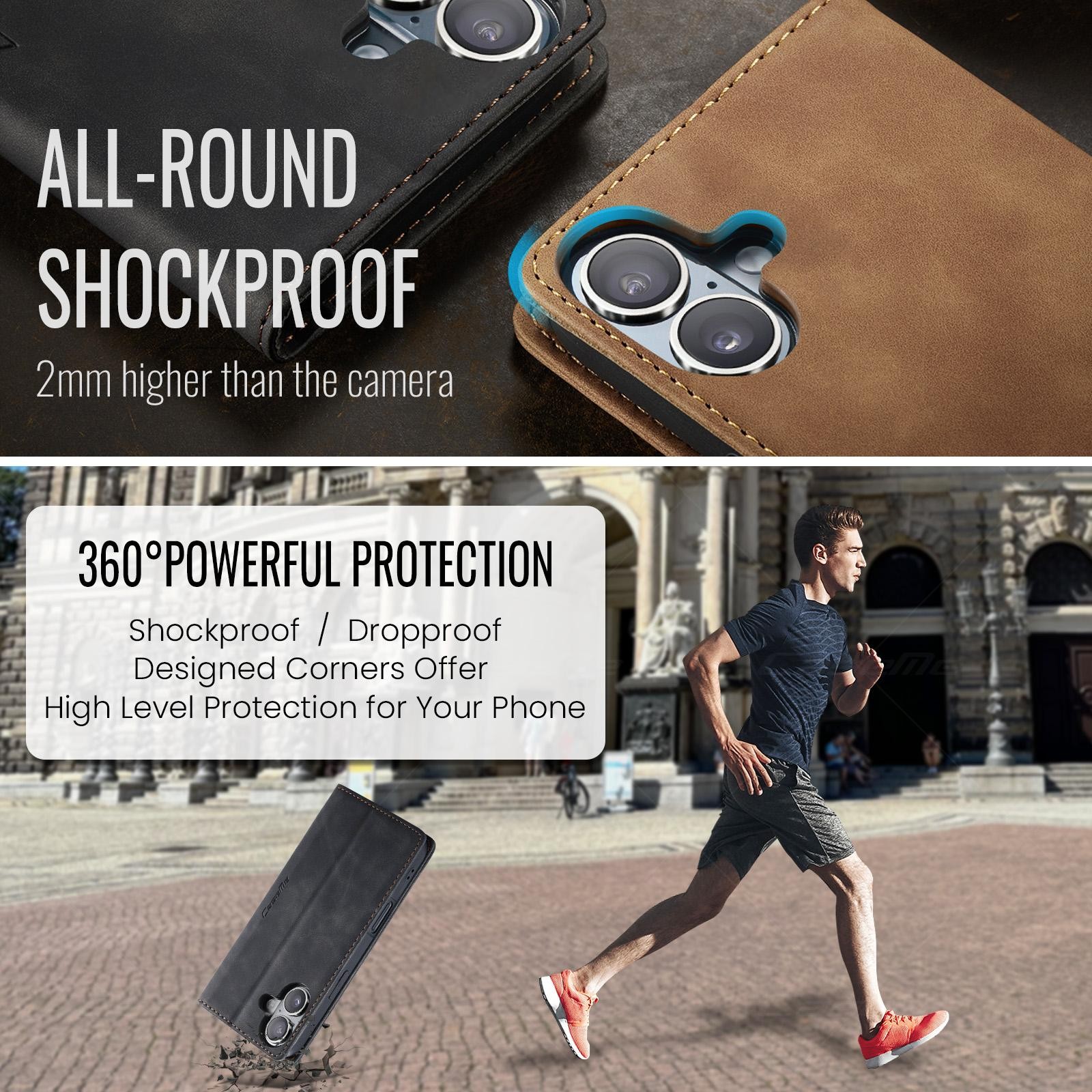 CaseMe 013 iPhone 17 Retro Leather Θήκη Βιβλίο -Black
