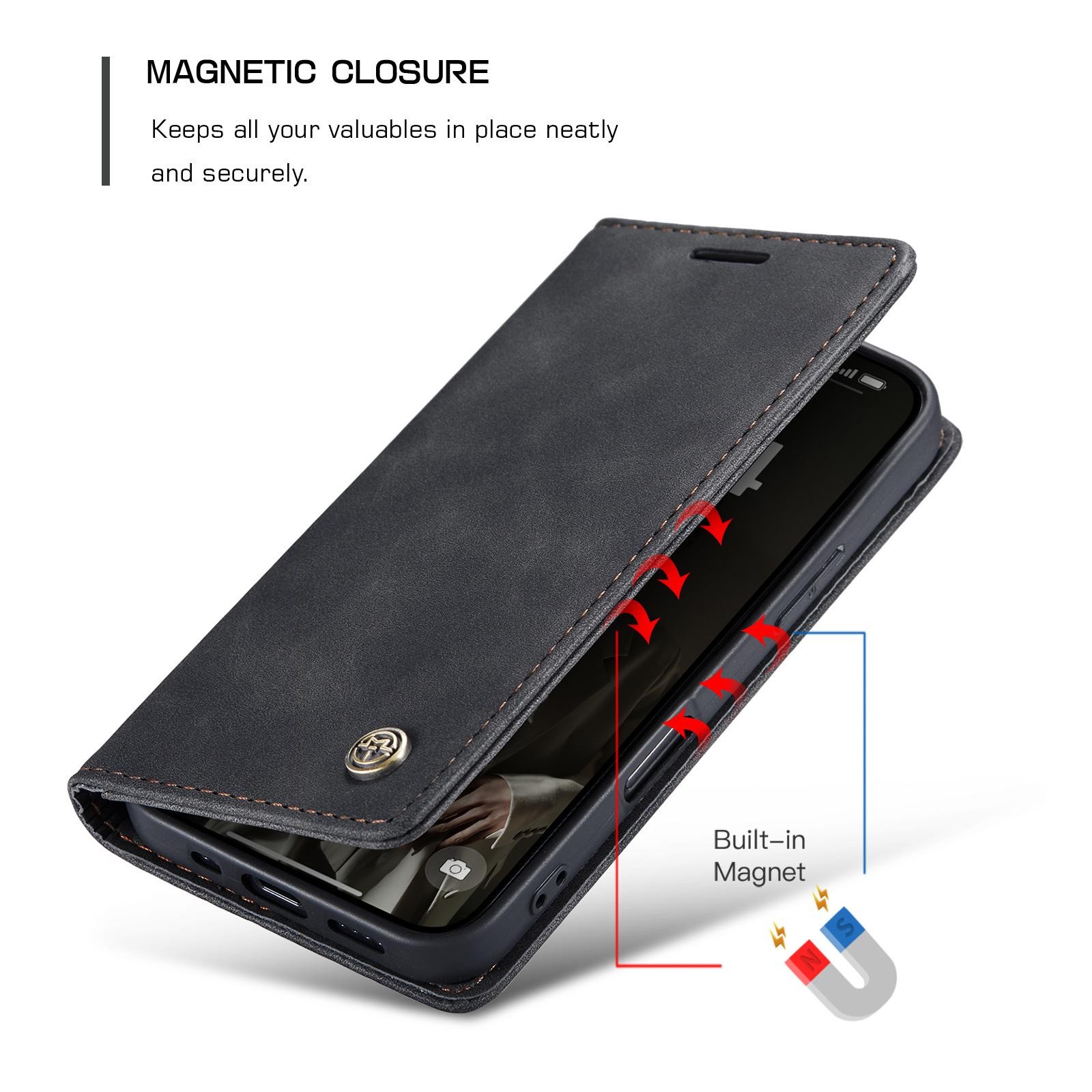 CaseMe 013 iPhone 17 Retro Leather Θήκη Βιβλίο -Black