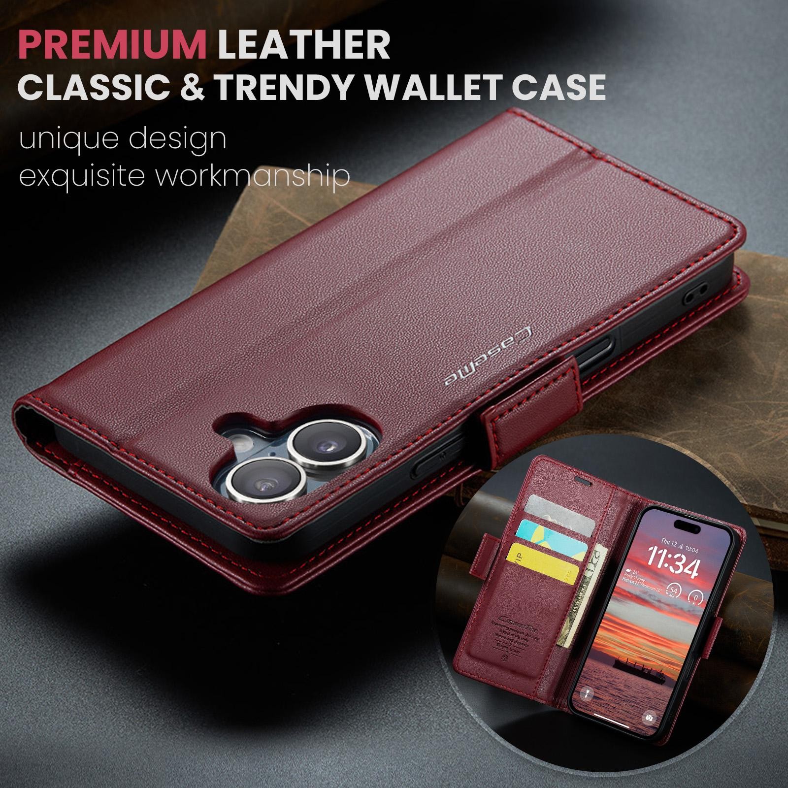 CaseMe 023 iPhone 17 RFID Θήκη Πορτοφόλι Δερμάτινη – Red