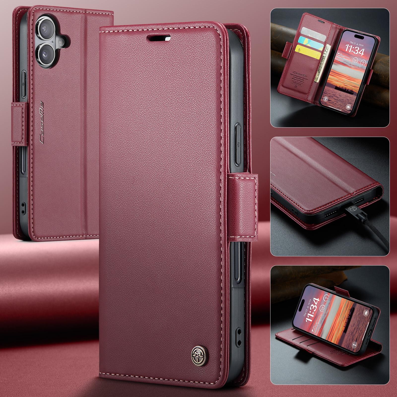 CaseMe 023 iPhone 17 RFID Θήκη Πορτοφόλι Δερμάτινη – Red