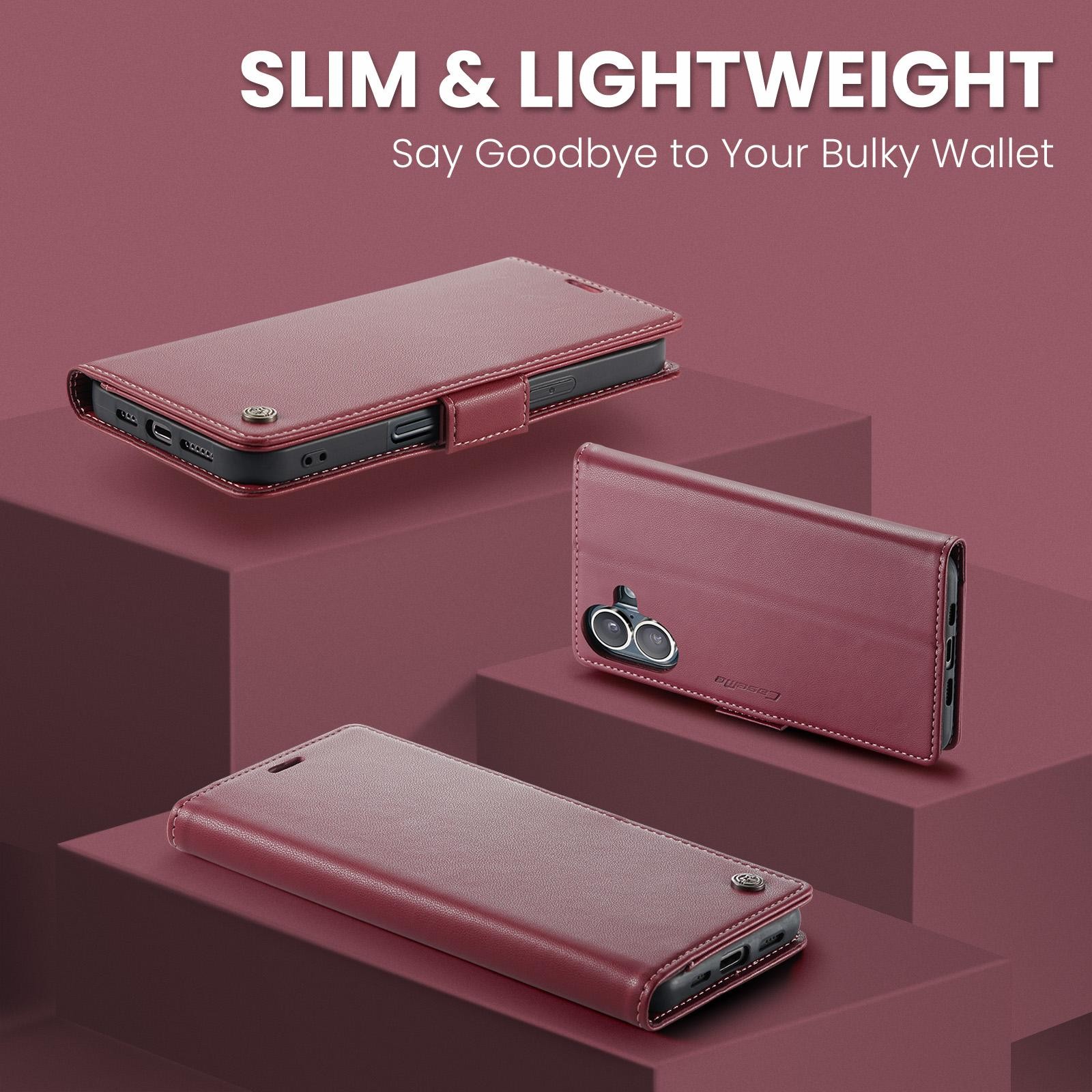 CaseMe 023 iPhone 17 RFID Θήκη Πορτοφόλι Δερμάτινη – Red