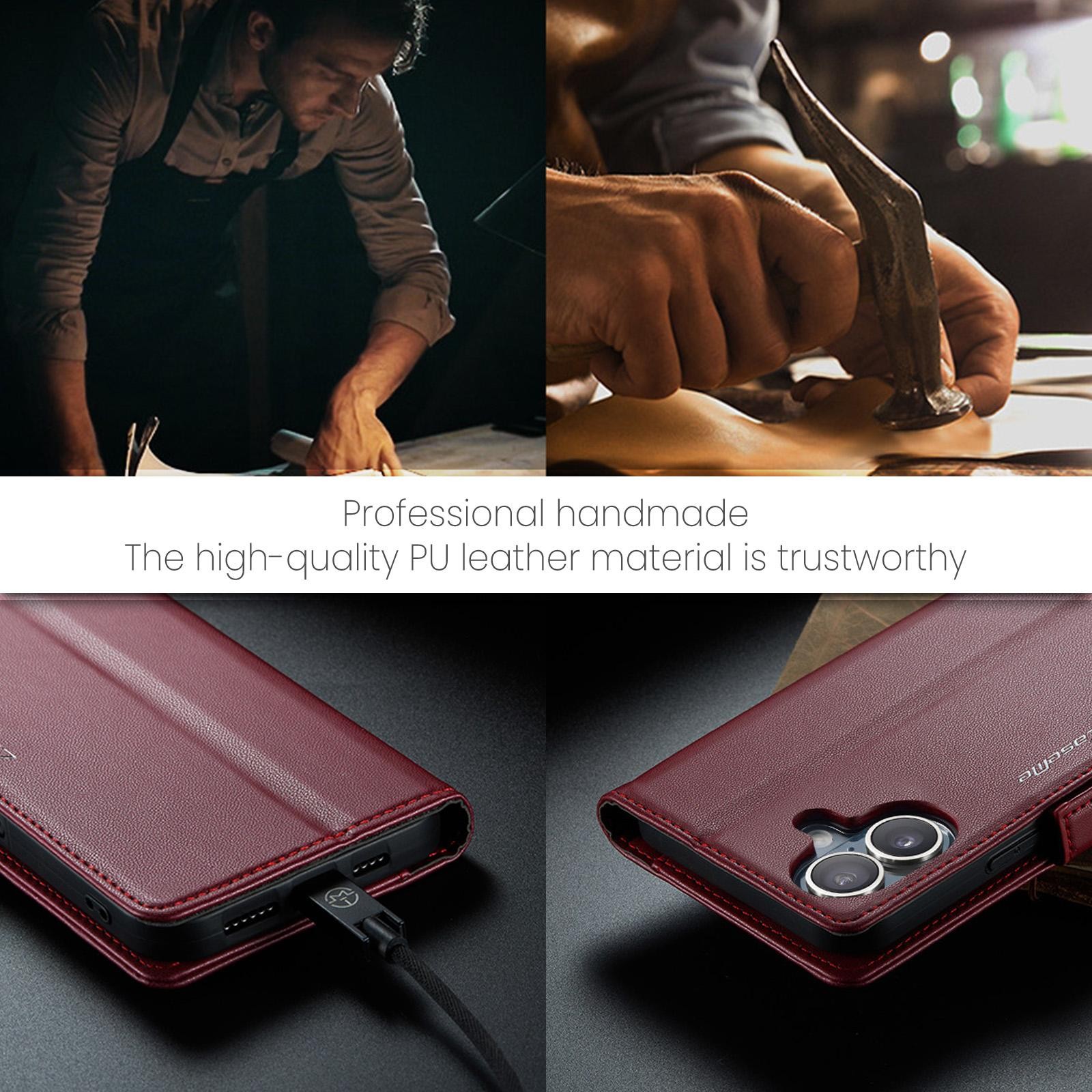 CaseMe 023 iPhone 17 RFID Θήκη Πορτοφόλι Δερμάτινη – Red
