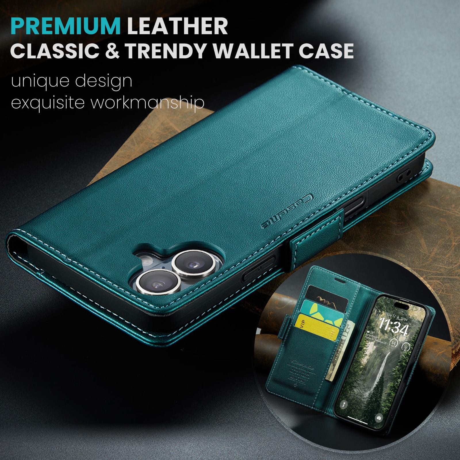 CaseMe 023 iPhone 17 RFID Θήκη Πορτοφόλι Δερμάτινη –Green