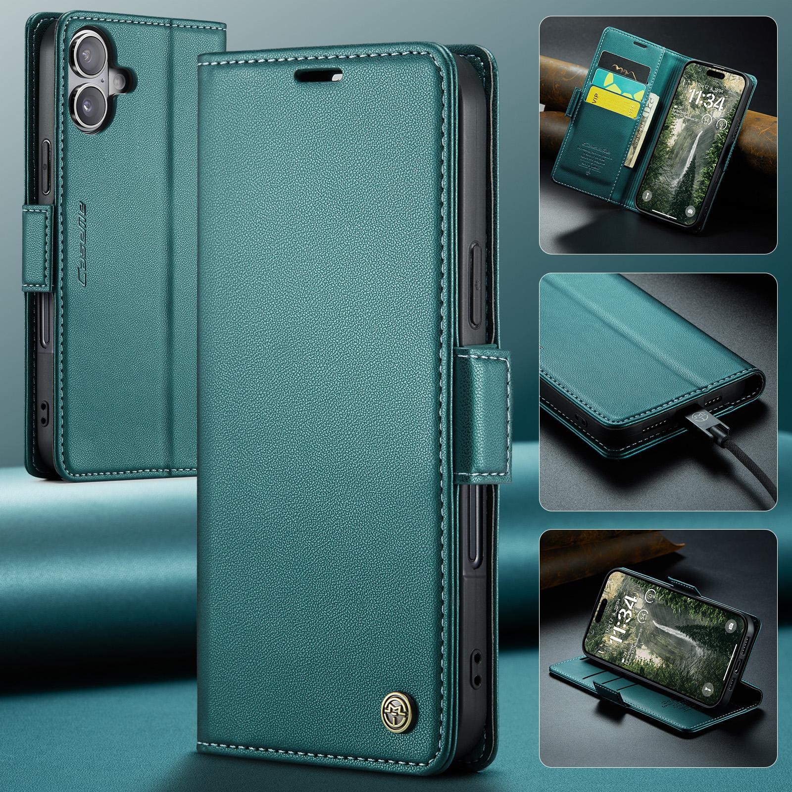 CaseMe 023 iPhone 17 RFID Θήκη Πορτοφόλι Δερμάτινη –Green