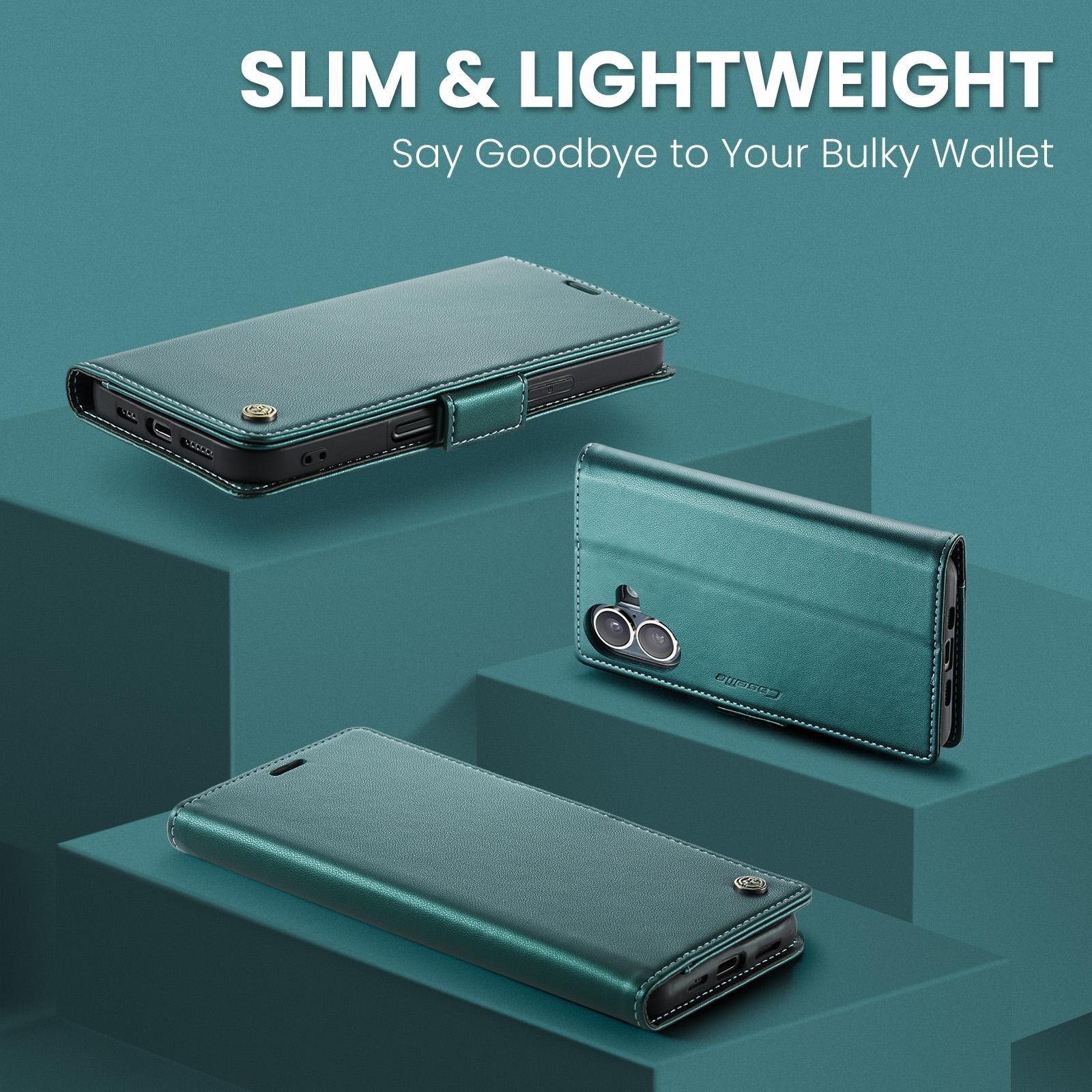 CaseMe 023 iPhone 17 RFID Θήκη Πορτοφόλι Δερμάτινη –Green