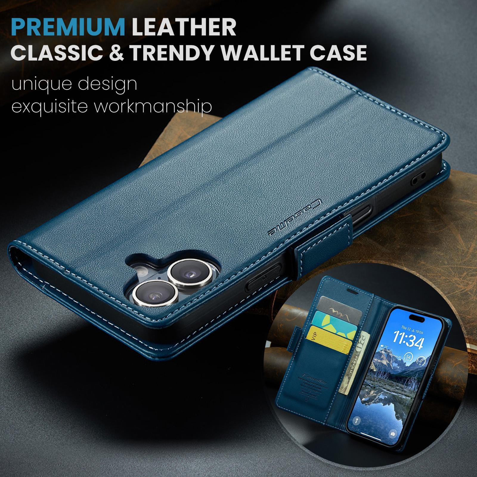 CaseMe 023 iPhone 17 RFID Θήκη Πορτοφόλι Δερμάτινη –Blue