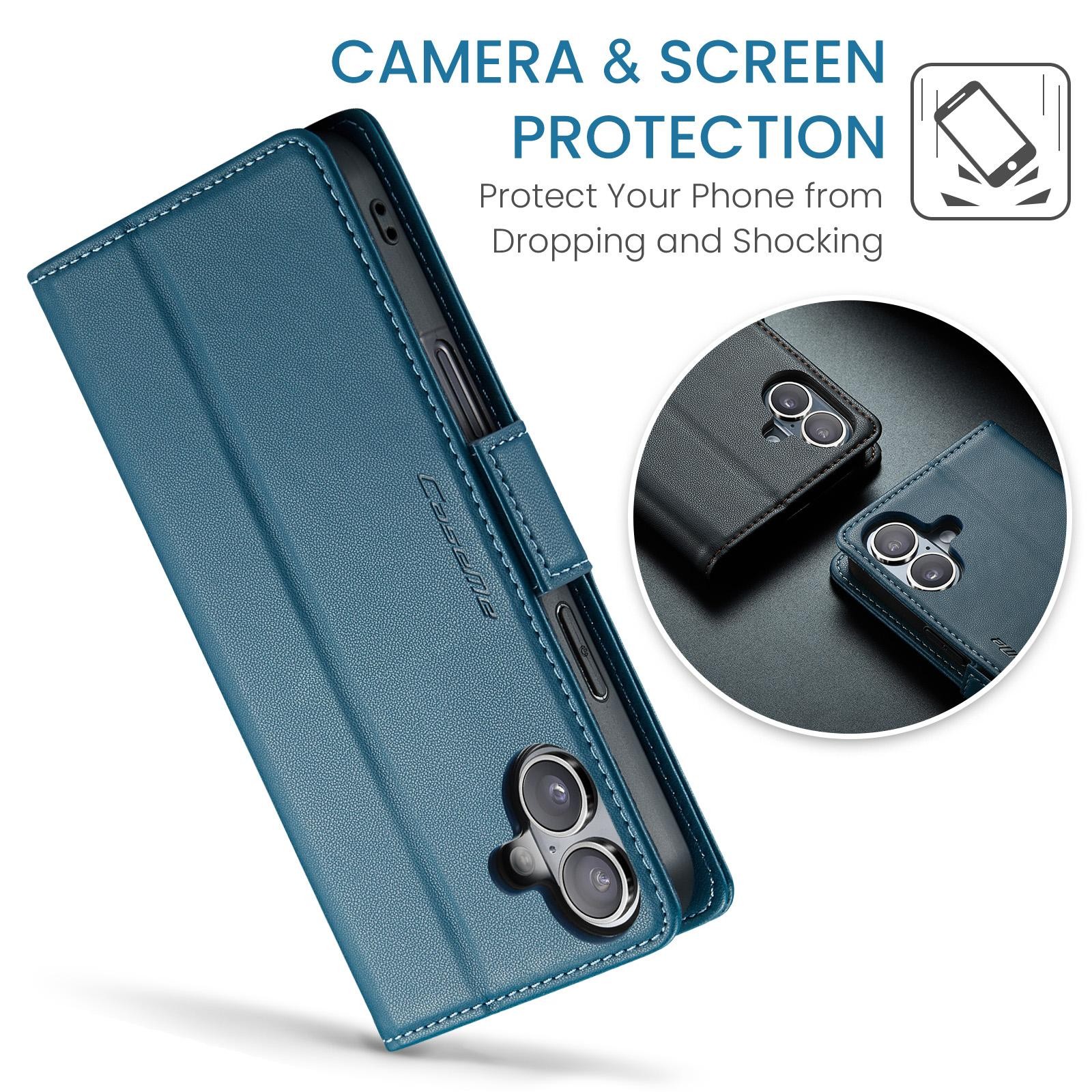 CaseMe 023 iPhone 17 RFID Θήκη Πορτοφόλι Δερμάτινη –Blue