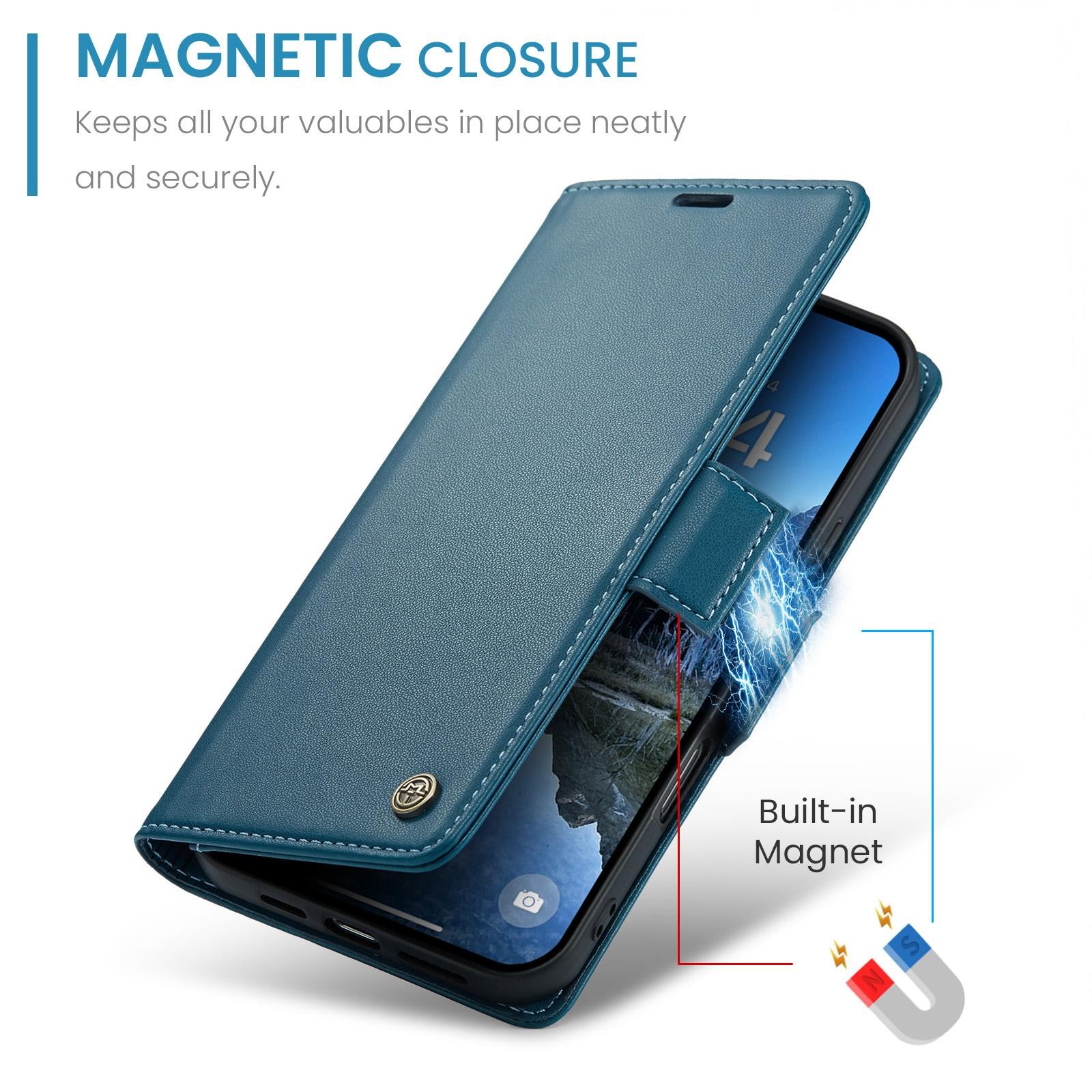 CaseMe 023 iPhone 17 RFID Θήκη Πορτοφόλι Δερμάτινη –Blue