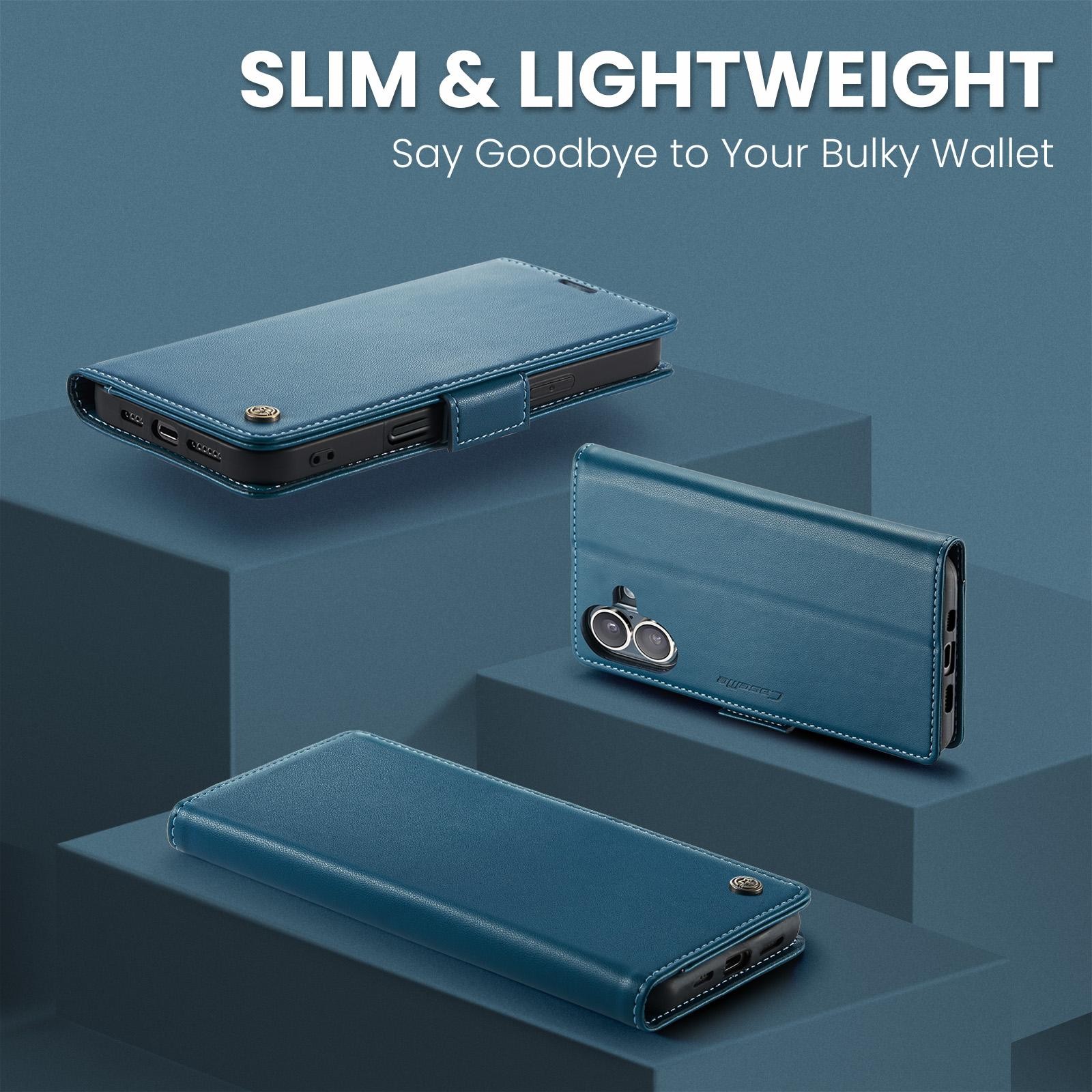 CaseMe 023 iPhone 17 RFID Θήκη Πορτοφόλι Δερμάτινη –Blue