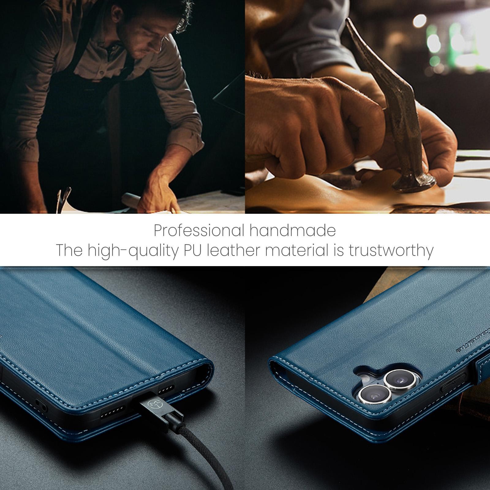 CaseMe 023 iPhone 17 RFID Θήκη Πορτοφόλι Δερμάτινη –Blue