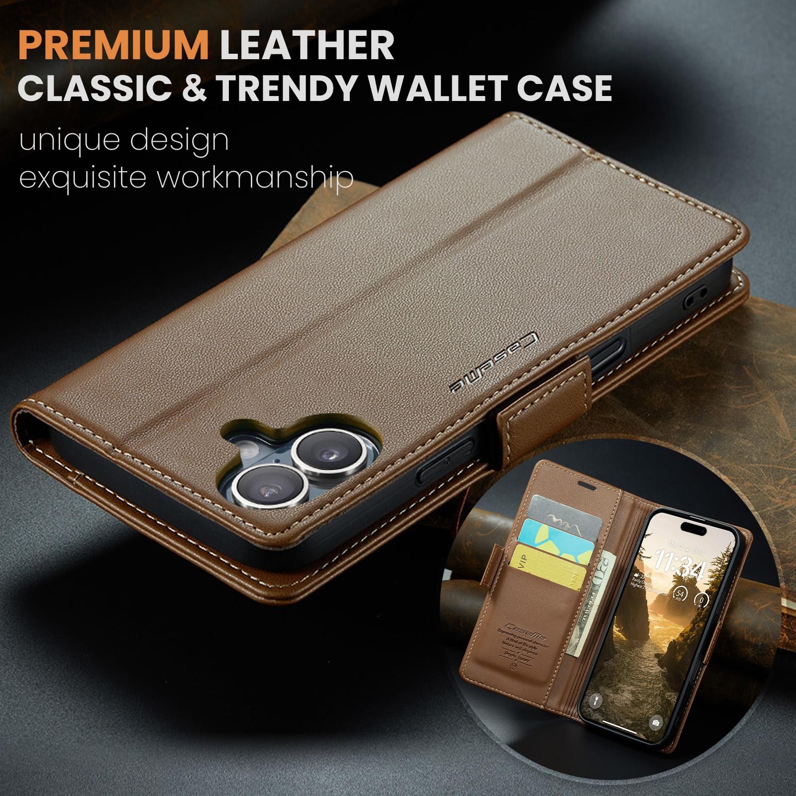 CaseMe 023 iPhone 17 RFID Θήκη Πορτοφόλι Δερμάτινη – Brown