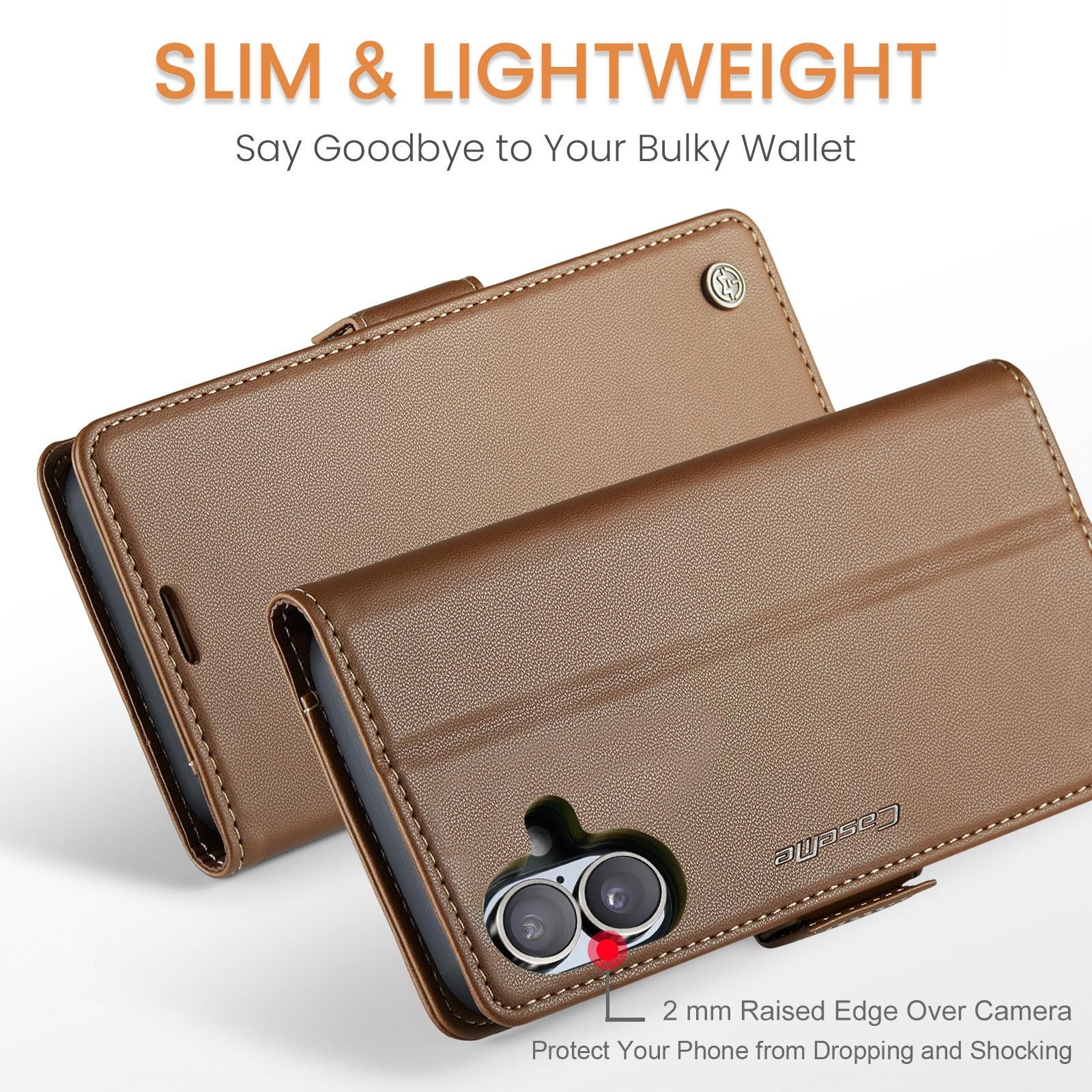CaseMe 023 iPhone 17 RFID Θήκη Πορτοφόλι Δερμάτινη – Brown