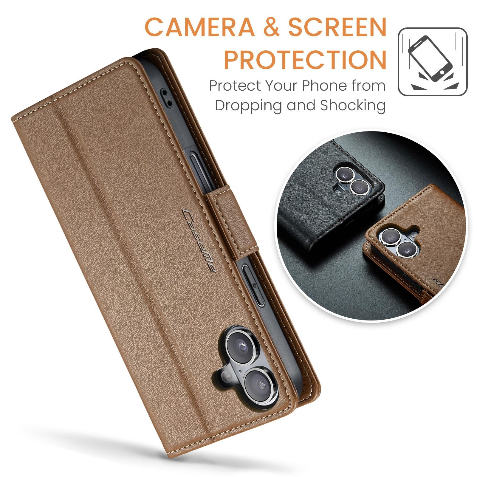 CaseMe 023 iPhone 17 RFID Θήκη Πορτοφόλι Δερμάτινη – Brown