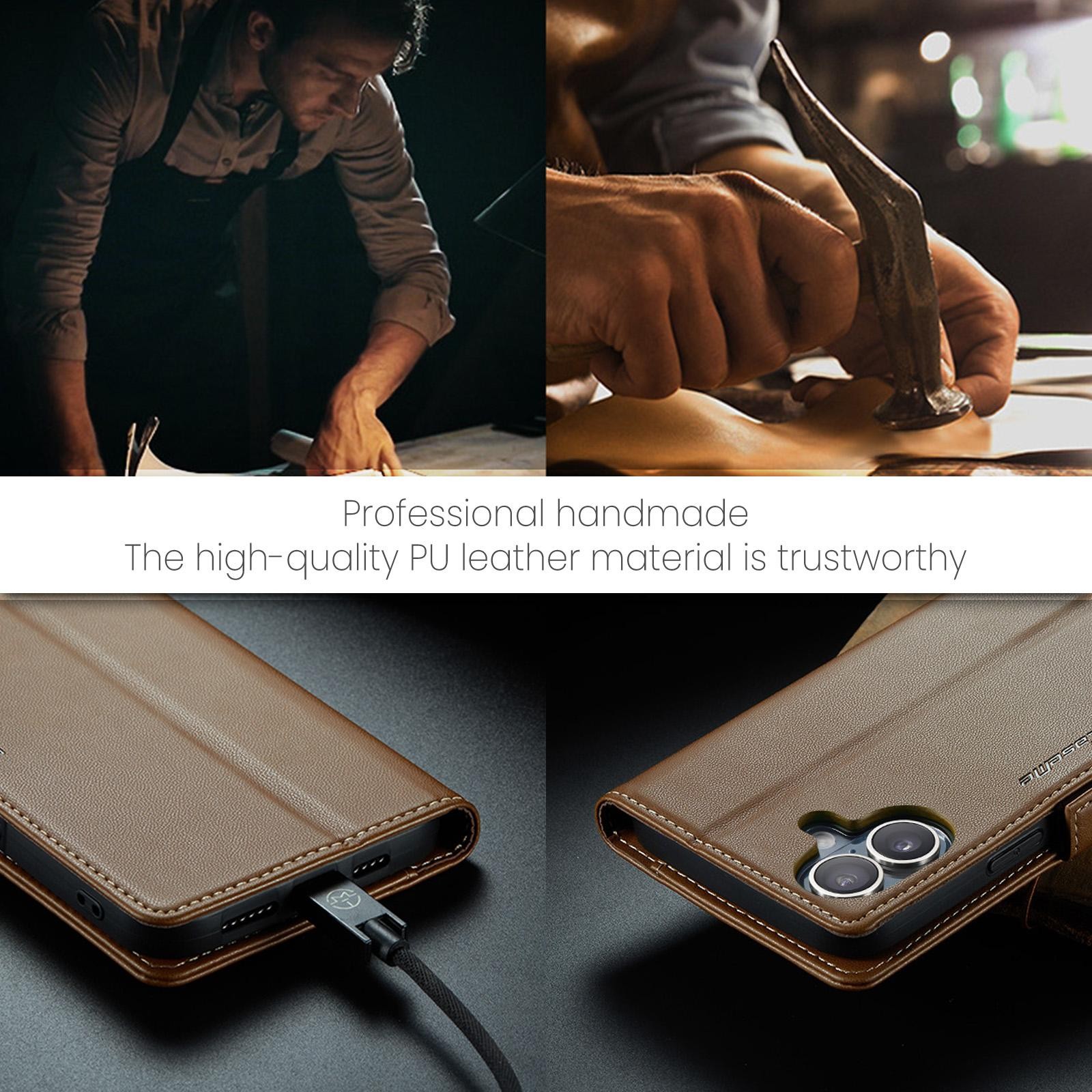 CaseMe 023 iPhone 17 RFID Θήκη Πορτοφόλι Δερμάτινη – Brown
