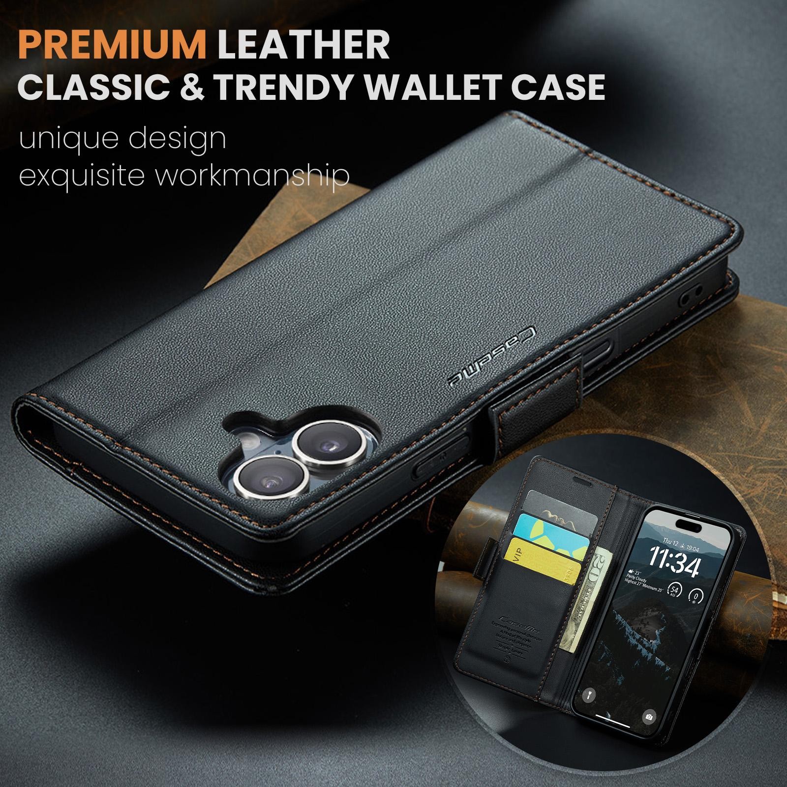 CaseMe 023 iPhone 17 RFID Θήκη Πορτοφόλι Δερμάτινη –Black