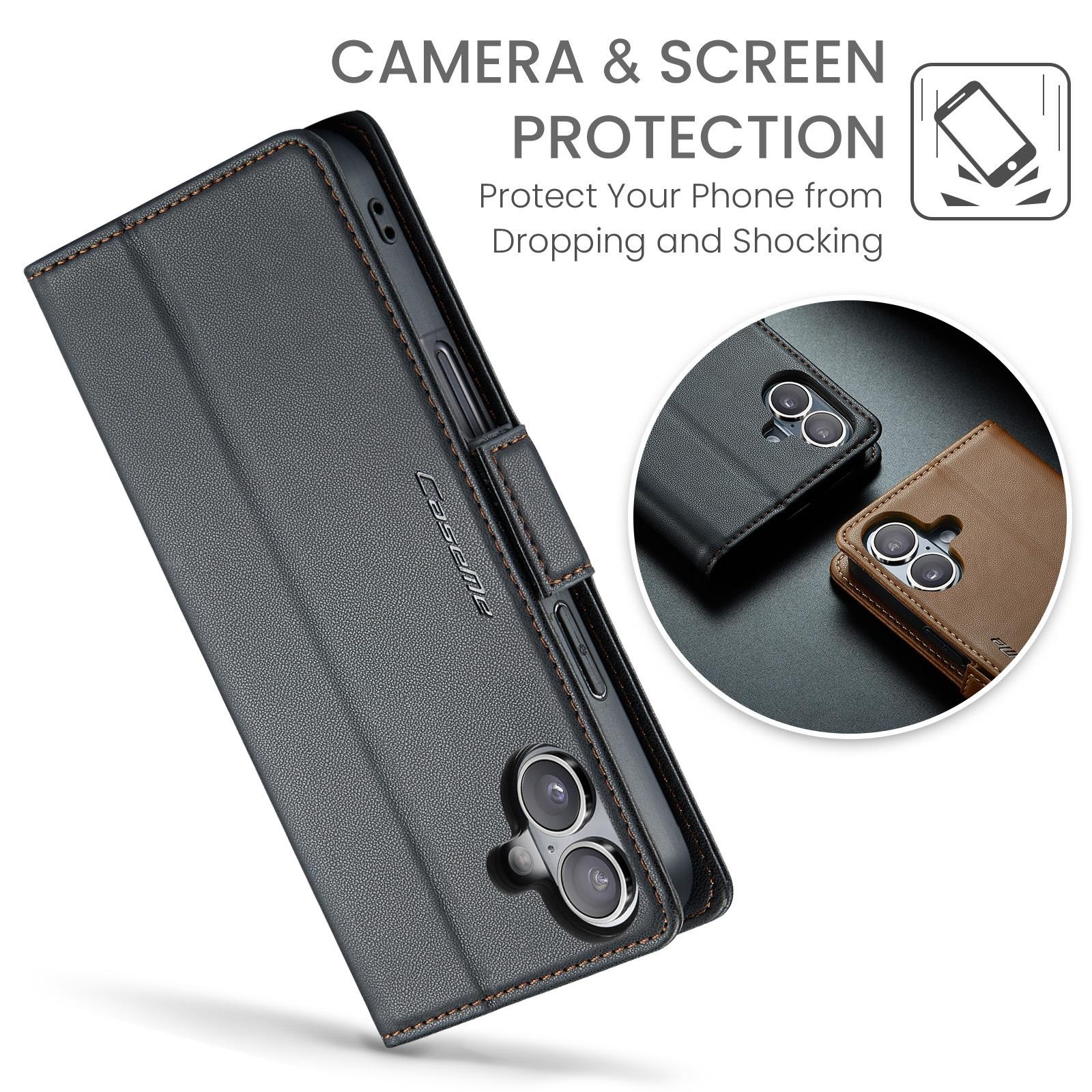 CaseMe 023 iPhone 17 RFID Θήκη Πορτοφόλι Δερμάτινη –Black