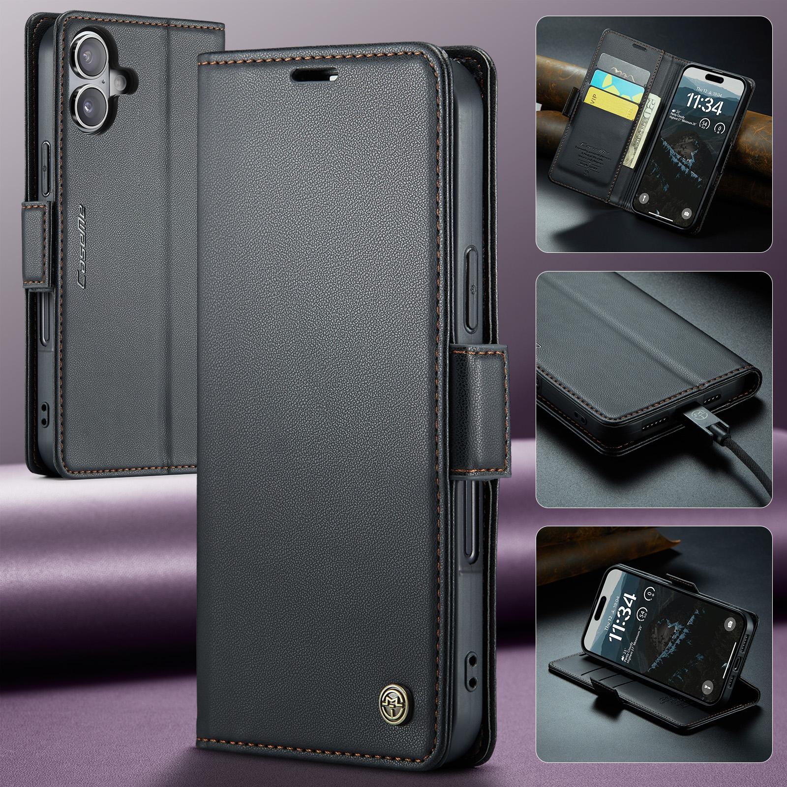 CaseMe 023 iPhone 17 RFID Θήκη Πορτοφόλι Δερμάτινη –Black