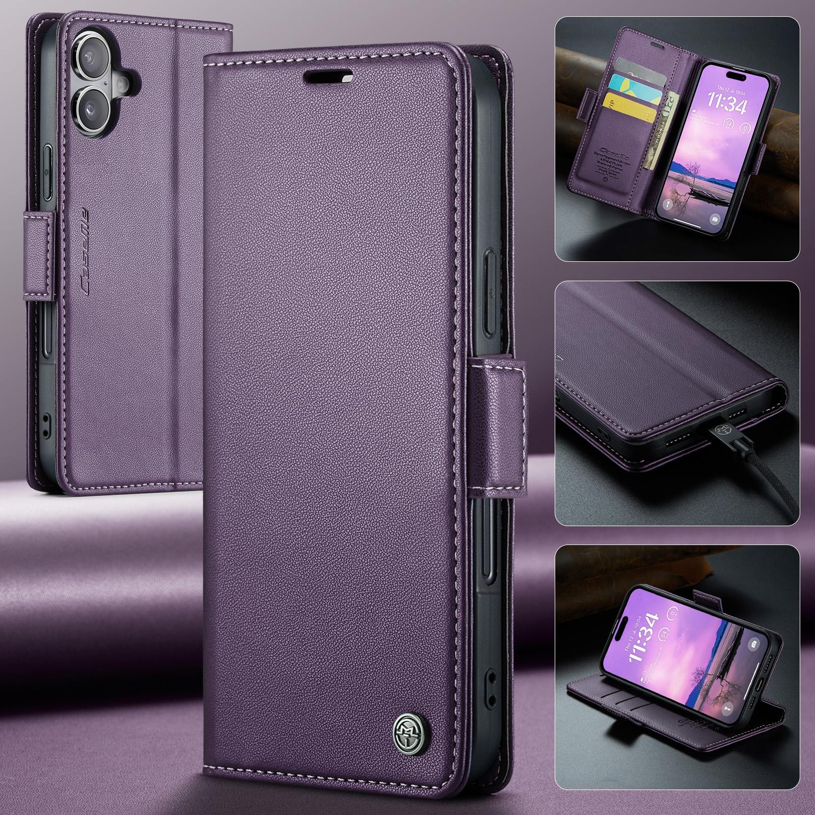 CaseMe 023 iPhone 17 RFID Θήκη Πορτοφόλι Δερμάτινη –Purple