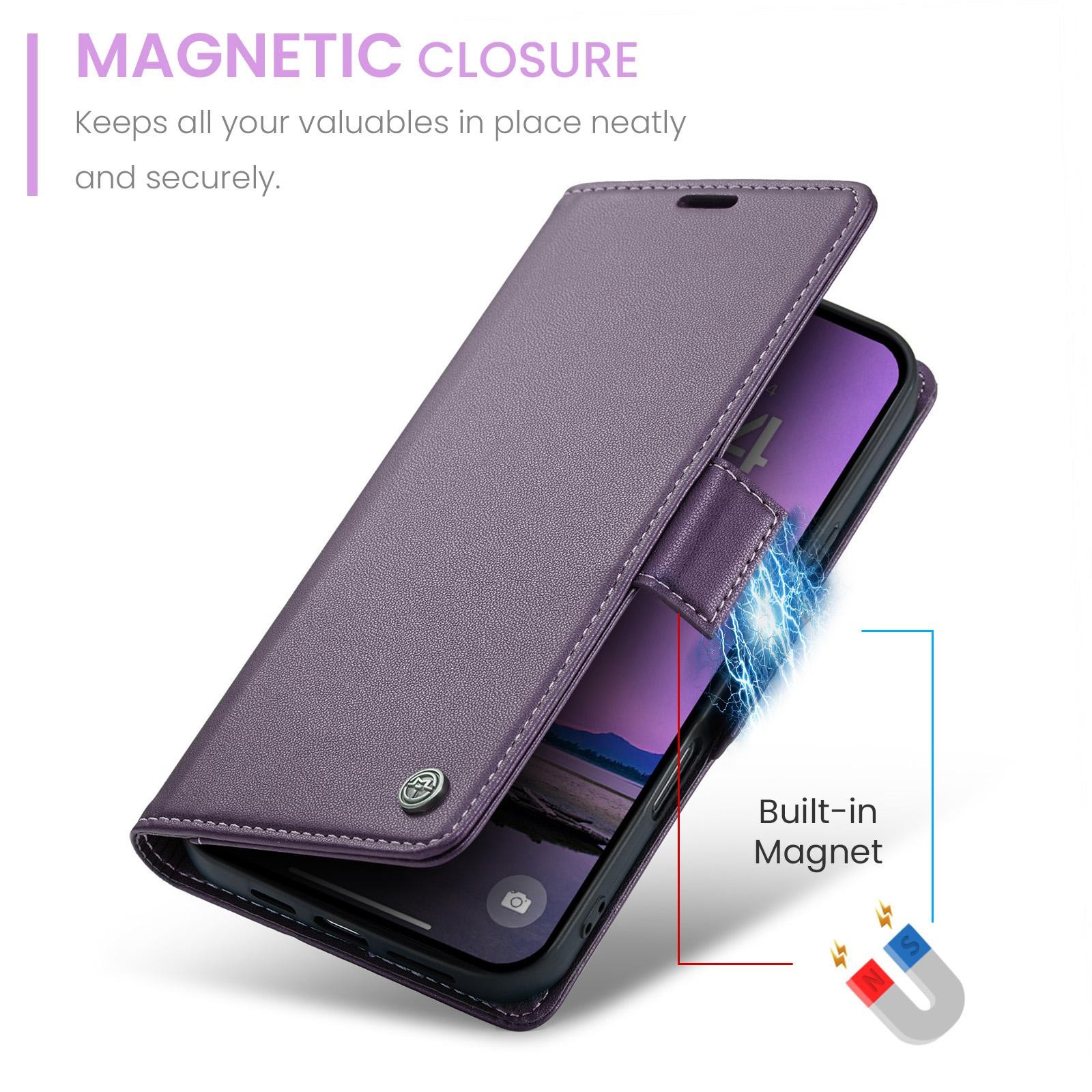 CaseMe 023 iPhone 17 RFID Θήκη Πορτοφόλι Δερμάτινη –Purple