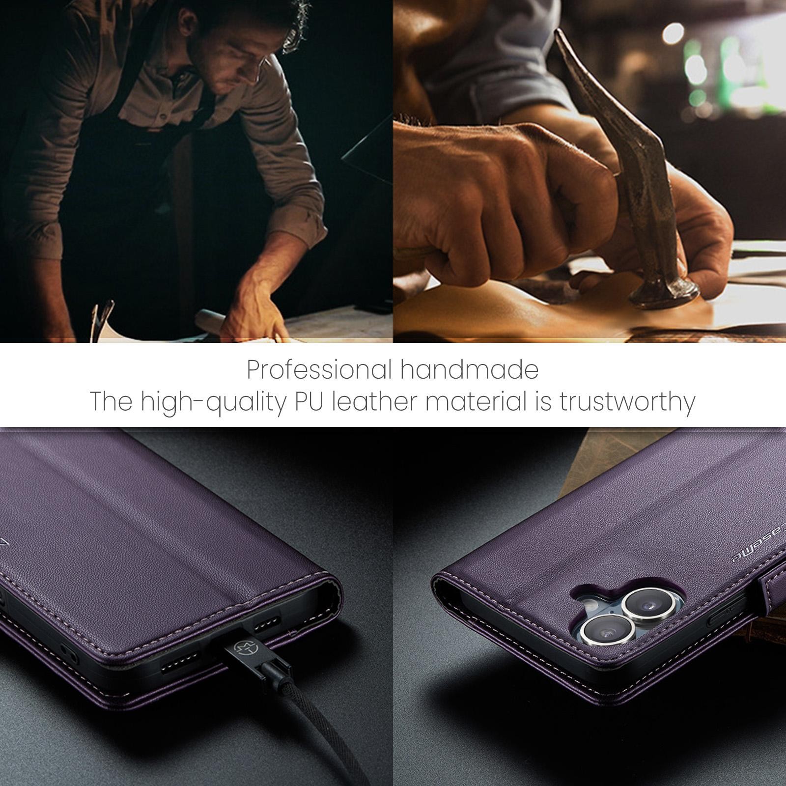 CaseMe 023 iPhone 17 RFID Θήκη Πορτοφόλι Δερμάτινη –Purple