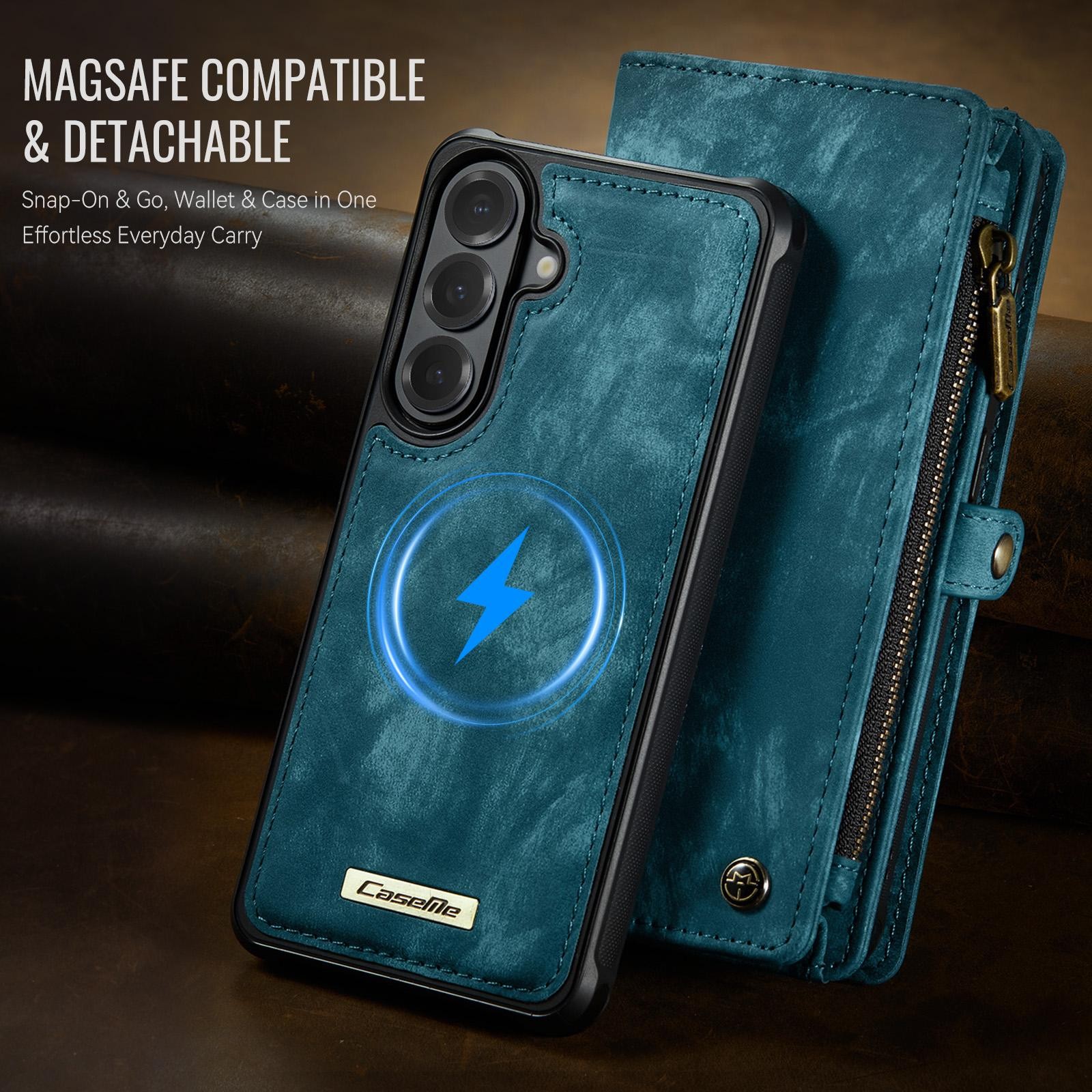 CaseMe 008 Samsung Galaxy S26 Plus 5G Θήκη Πορτοφόλι με Αποσπώμενη Θήκη Σιλικόνης - Blue