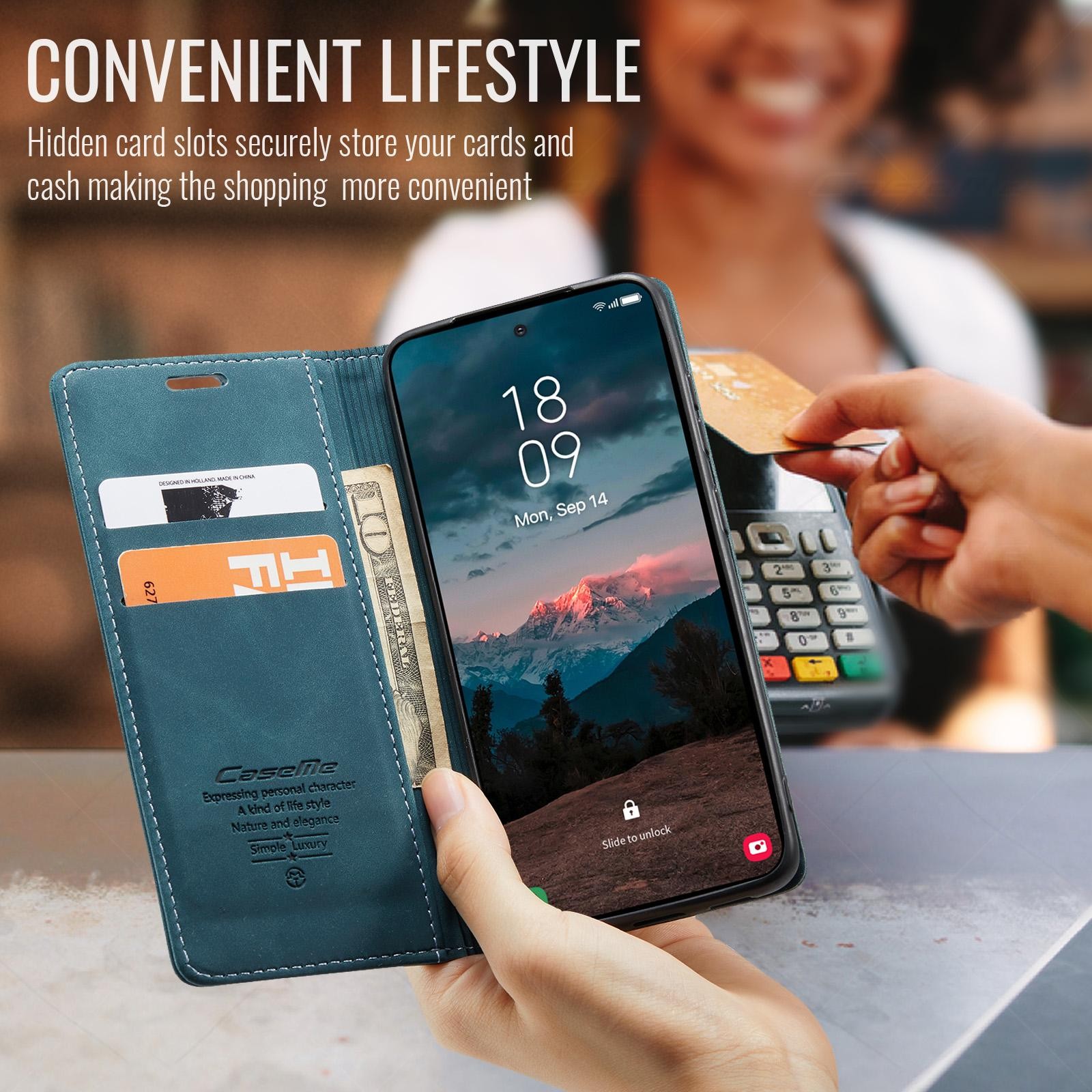 CaseMe 013 Samsung Galaxy S26 Plus 5G Retro Leather Θήκη Βιβλίο - Blue