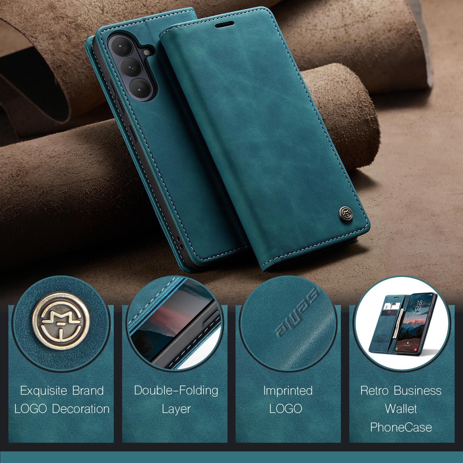 CaseMe 013 Samsung Galaxy S26 Plus 5G Retro Leather Θήκη Βιβλίο - Blue