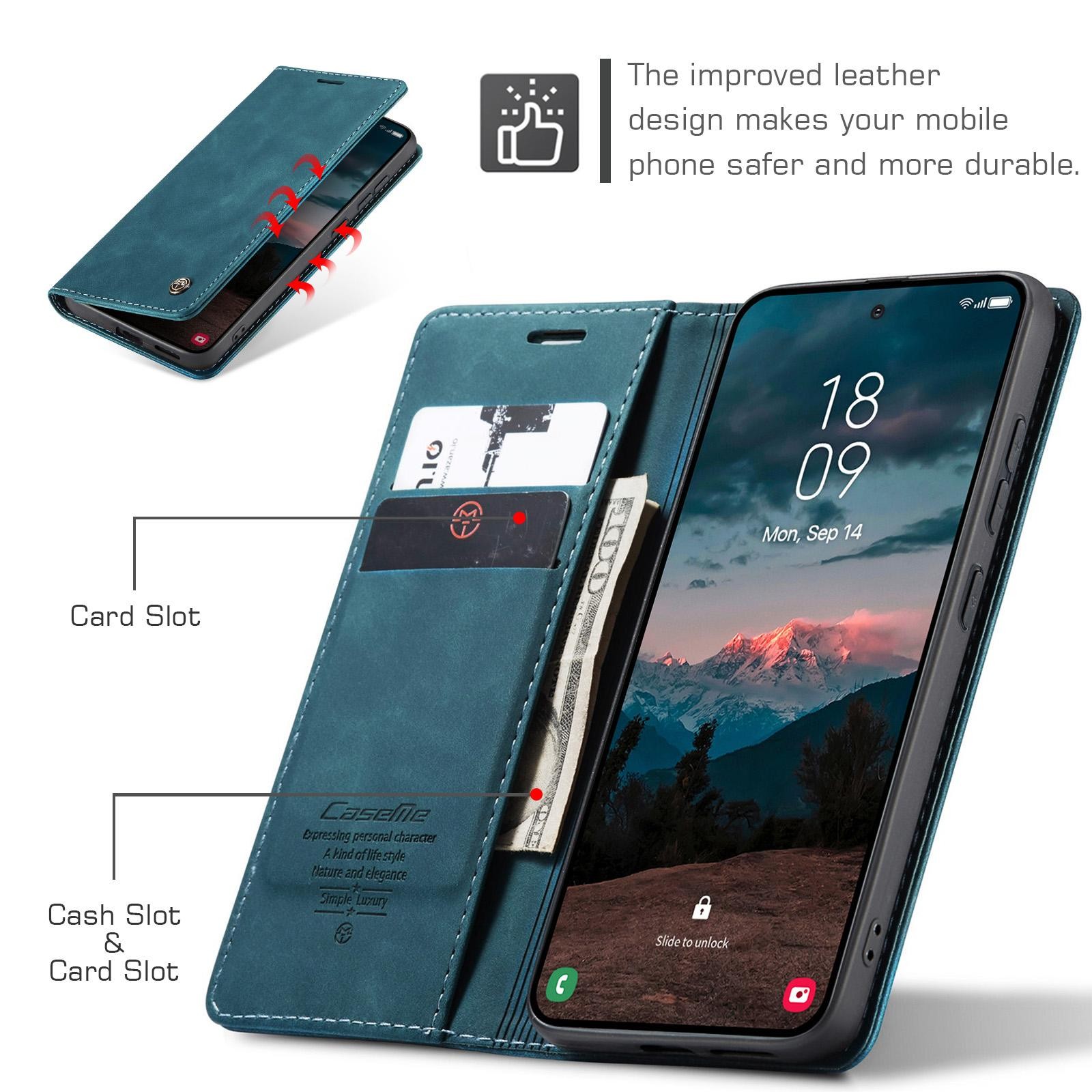 CaseMe 013 Samsung Galaxy S26 Plus 5G Retro Leather Θήκη Βιβλίο - Blue