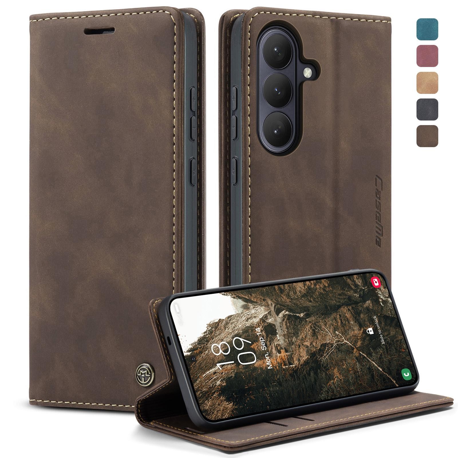 CaseMe 013 Samsung Galaxy S26 Plus 5G Retro Leather Θήκη Βιβλίο -Coffee