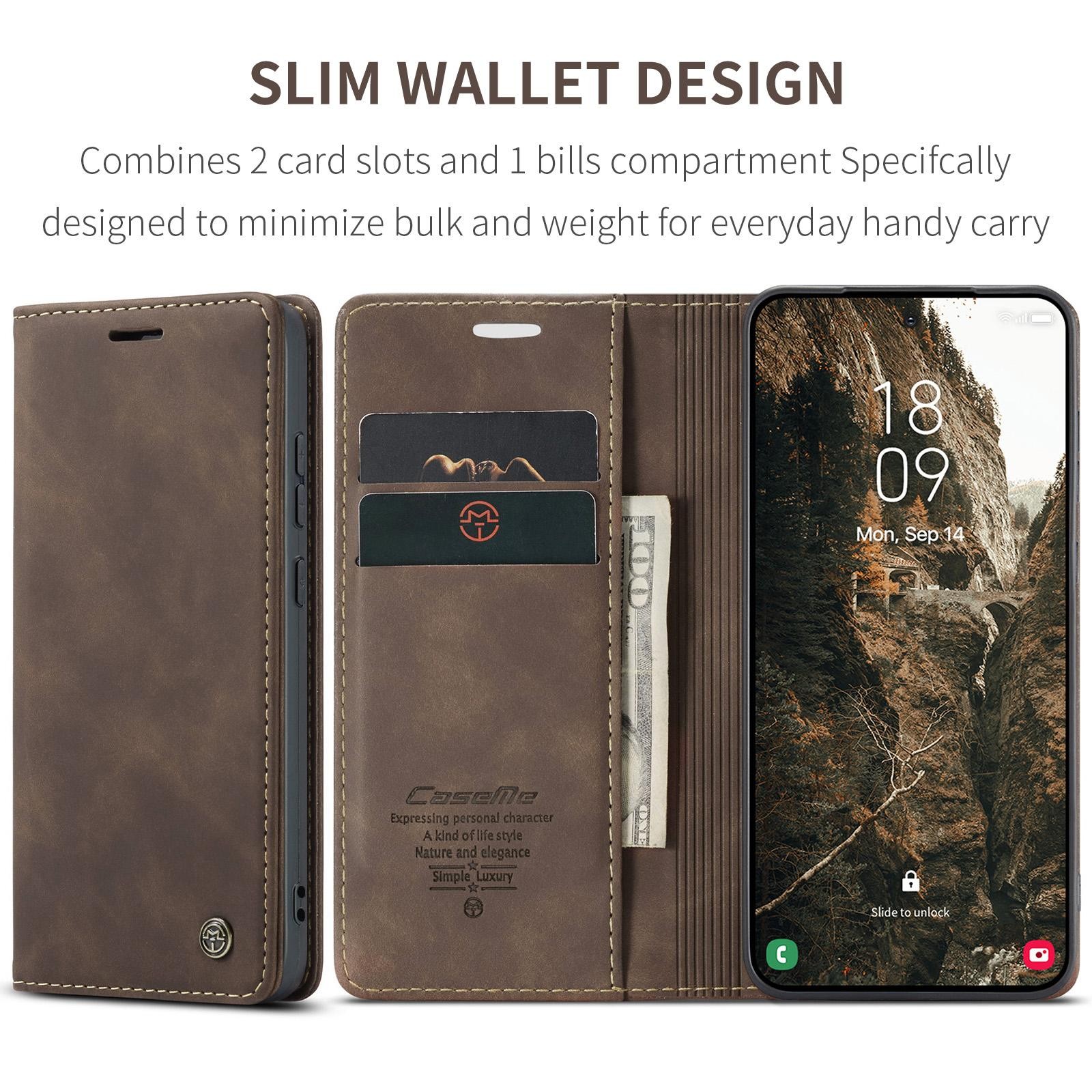 CaseMe 013 Samsung Galaxy S26 Plus 5G Retro Leather Θήκη Βιβλίο -Coffee