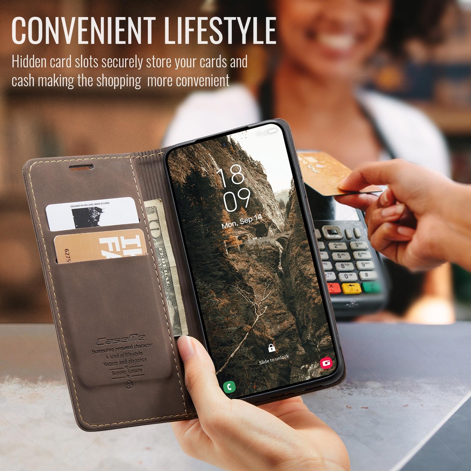 CaseMe 013 Samsung Galaxy S26 Plus 5G Retro Leather Θήκη Βιβλίο -Coffee