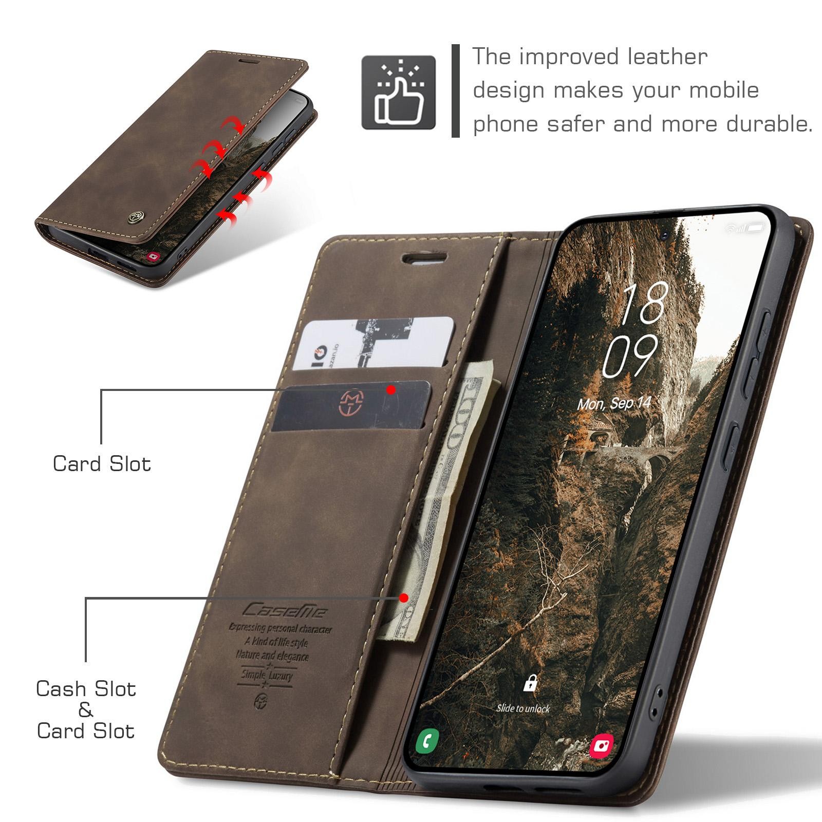 CaseMe 013 Samsung Galaxy S26 Plus 5G Retro Leather Θήκη Βιβλίο -Coffee